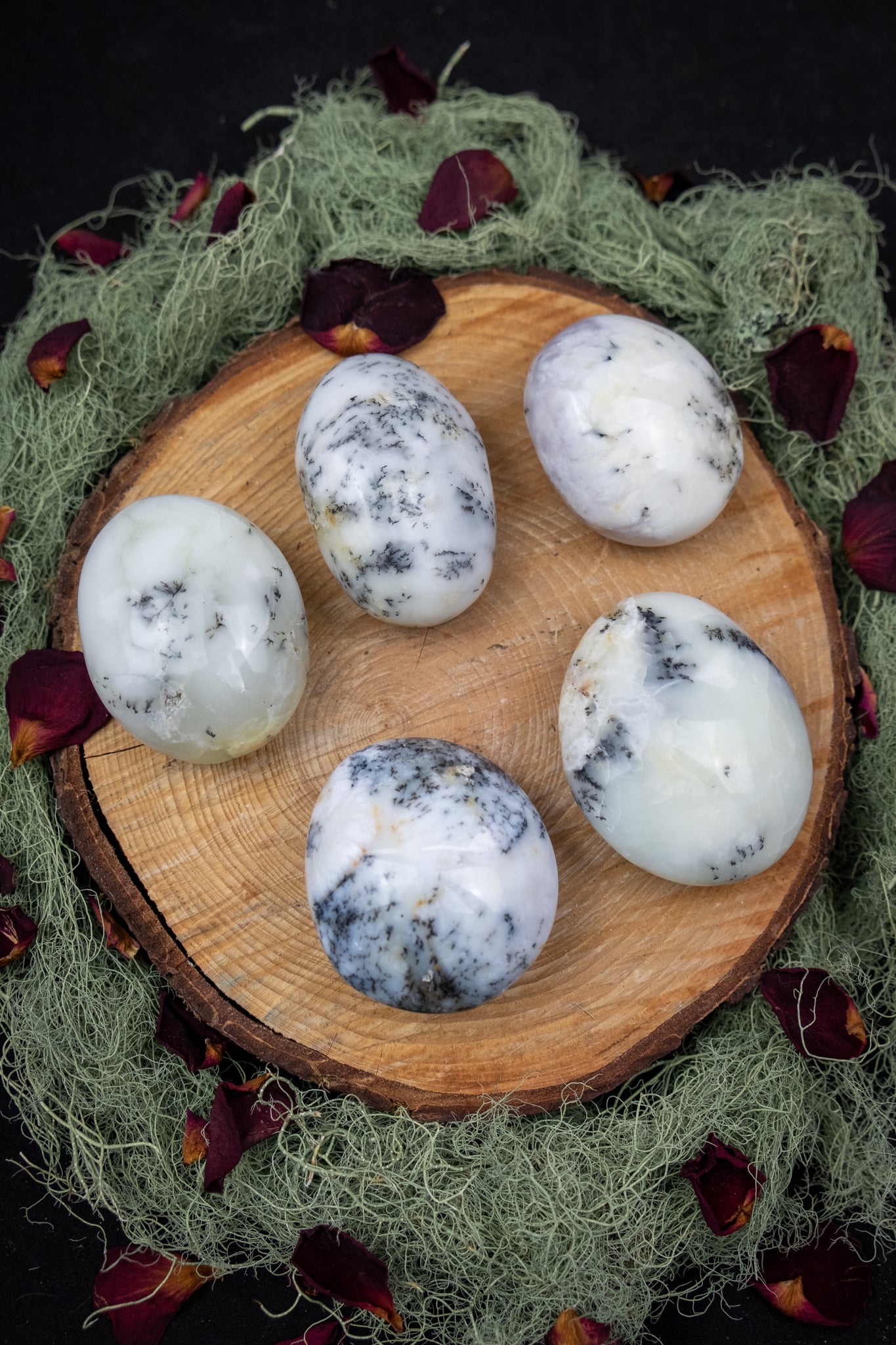 Merlinite Crystal Palms, Magical Merlinite, Dendritic Opal, Clairvoyance crystals, Crystal of magic.