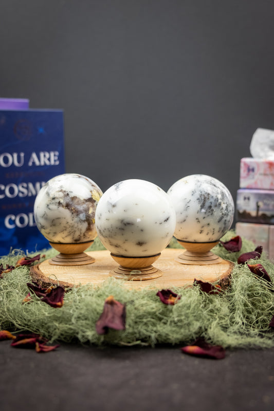 Merlinite Sphere, Mystic Dendritic Opal, Powerful Shamanic Vision Stone, Spiritual Transformation, Intuition & Shadow Work