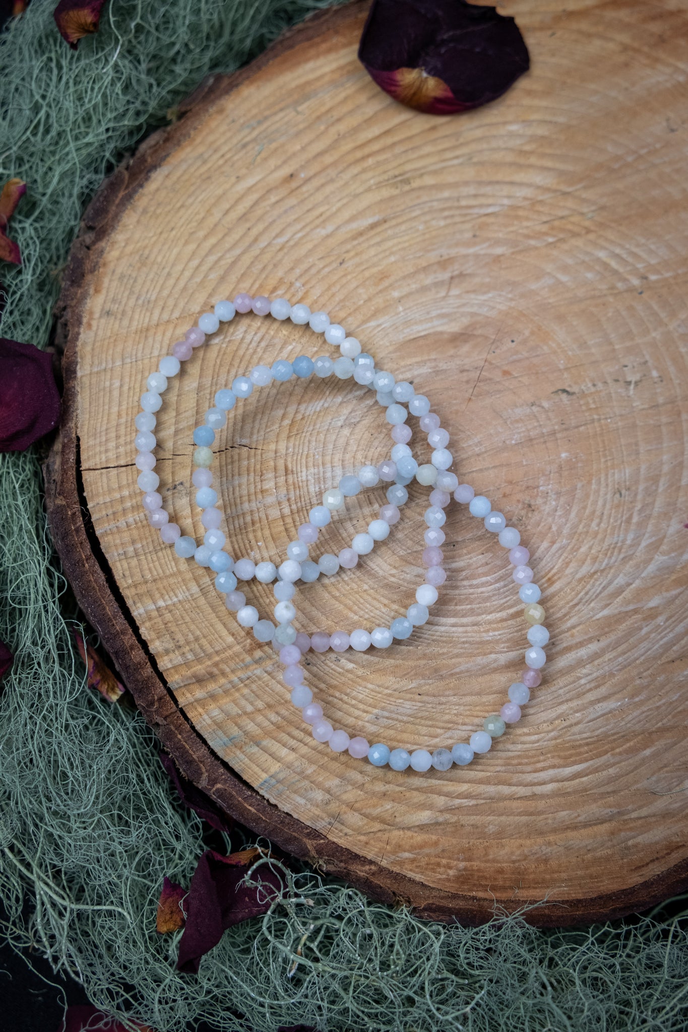 Natural Morganite Child’s Bracelet, Faceted 4mm Gemstone Beads for Love, Calm & Heart Healing Energy