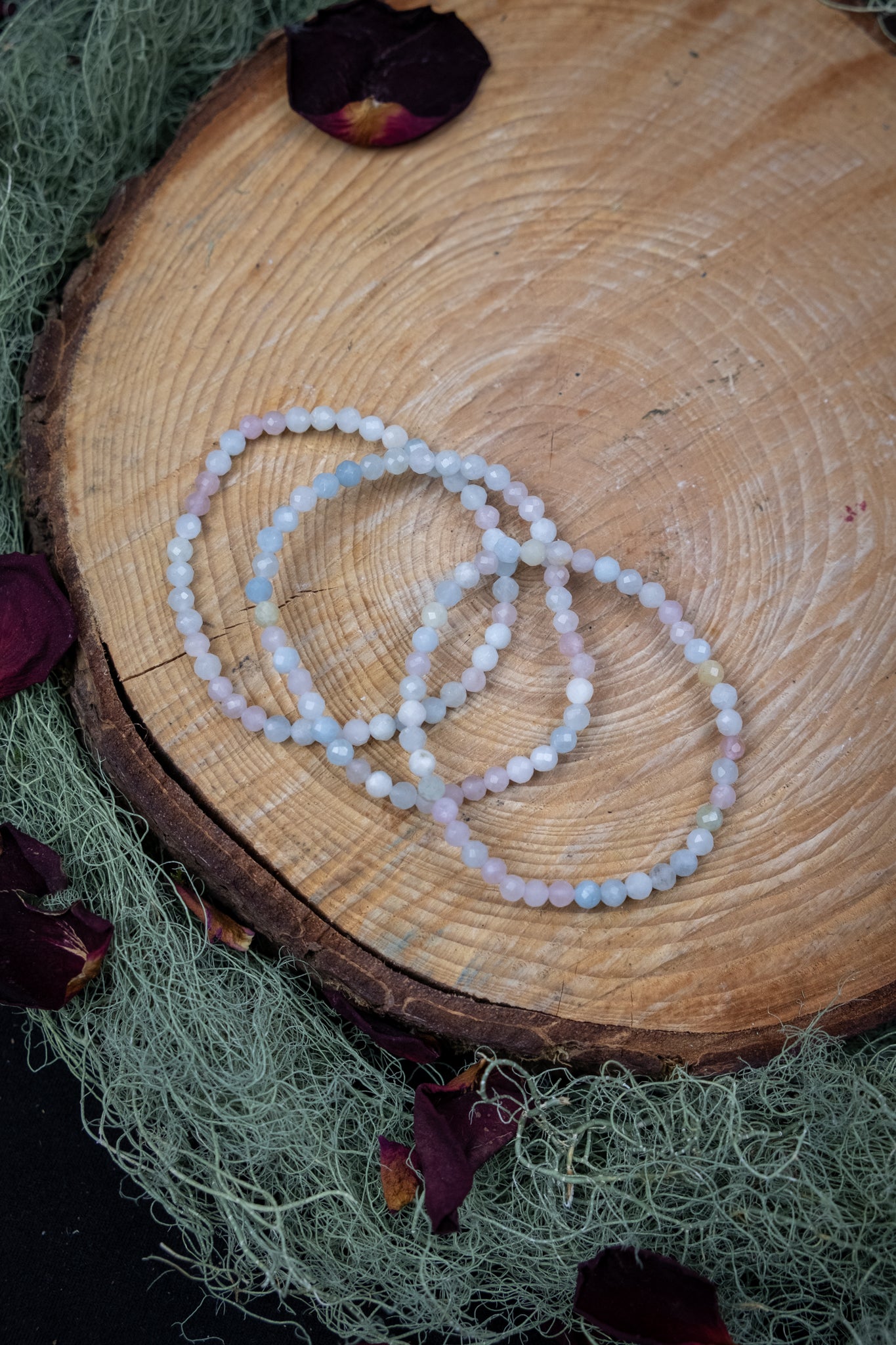 Natural Morganite Child’s Bracelet, Faceted 4mm Gemstone Beads for Love, Calm & Heart Healing Energy
