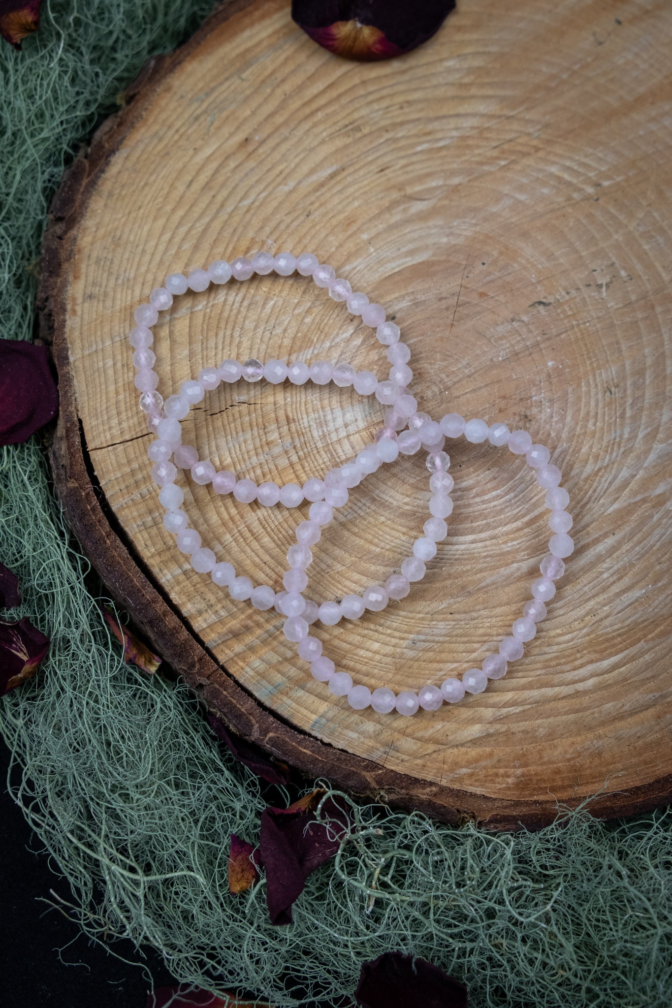 Childs Rose Quartz Bracelet, Faceted 4mm Crystal Bead, Gentle Love Gemstone for Emotional Healing and Calming Energy