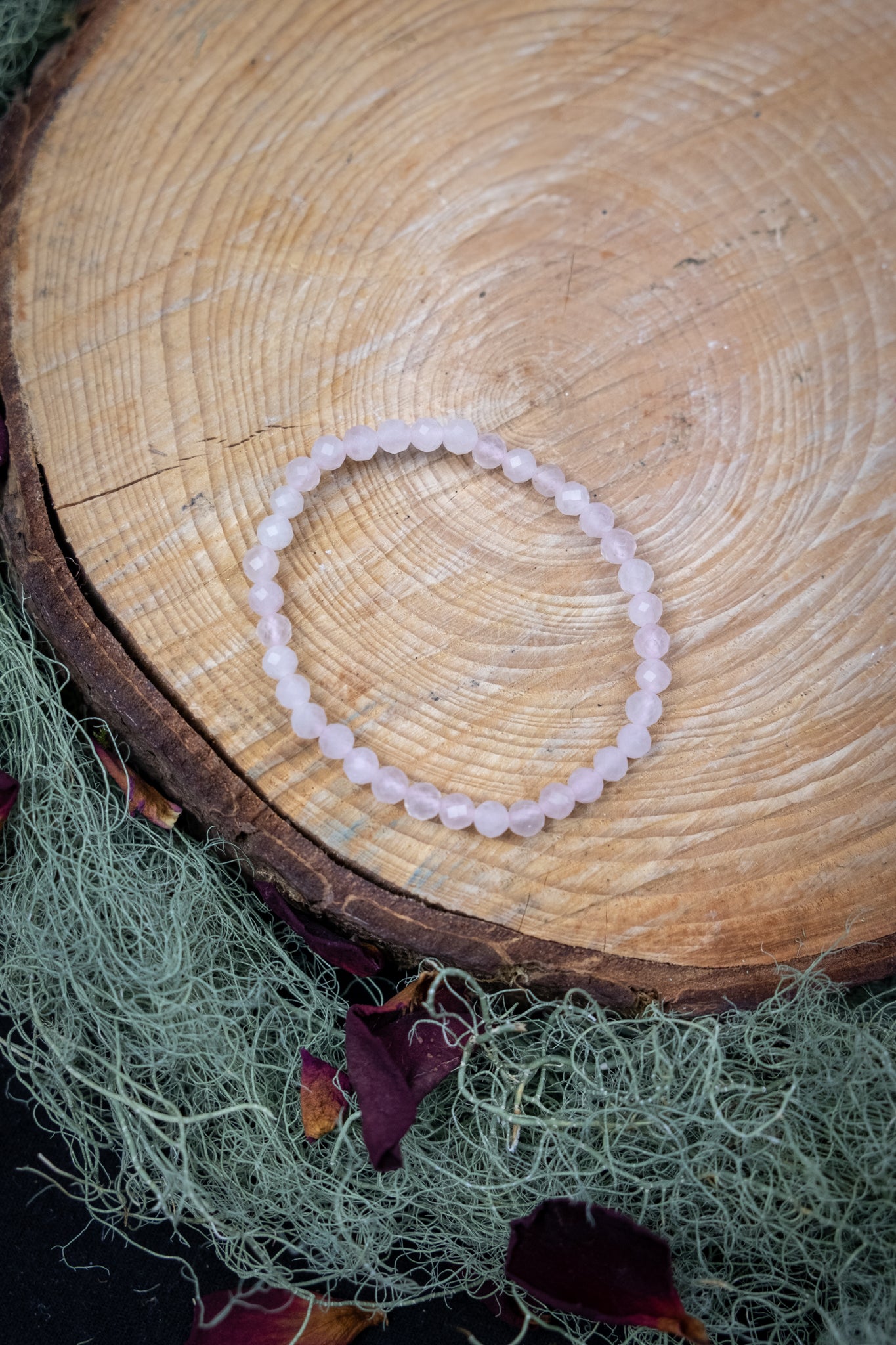 Childs Rose Quartz Bracelet, Faceted 4mm Crystal Bead, Gentle Love Gemstone for Emotional Healing and Calming Energy