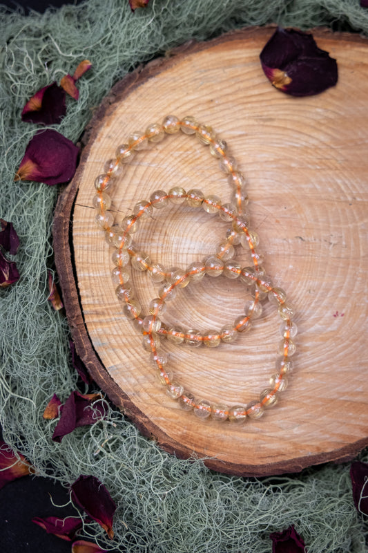 Golden Rutilated Quartz Bracelet, Natural Gemstone Energy Stone for Clarity, Confidence and Manifestation