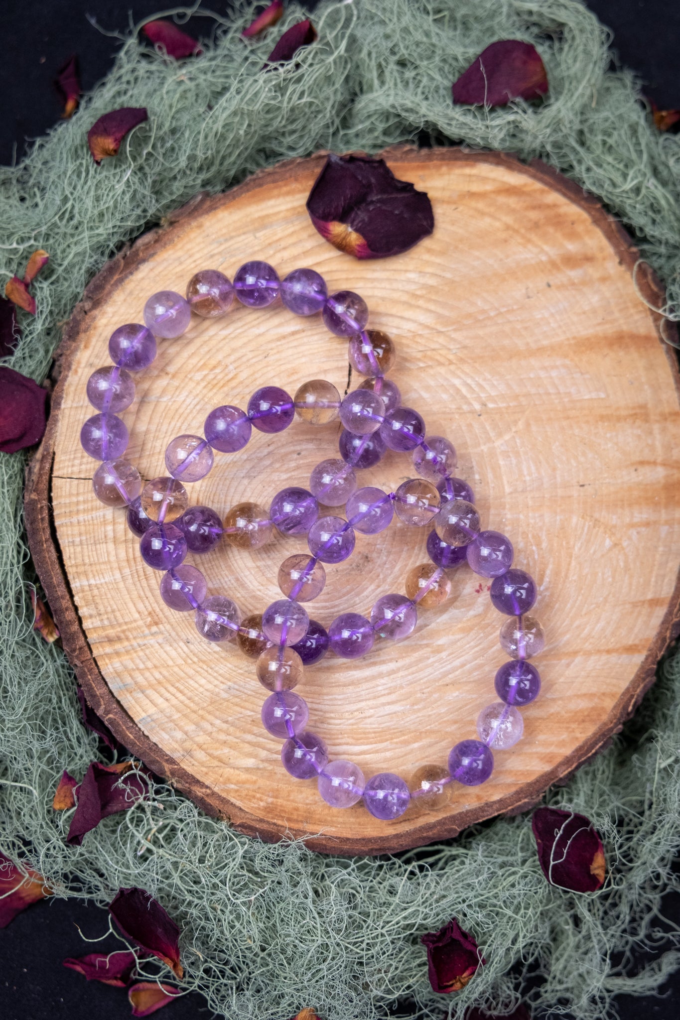 Ametrine Crystal Bracelet, Natural 12mm Gemstone Beads, Balancing Stone of Clarity, Joy and Transformation