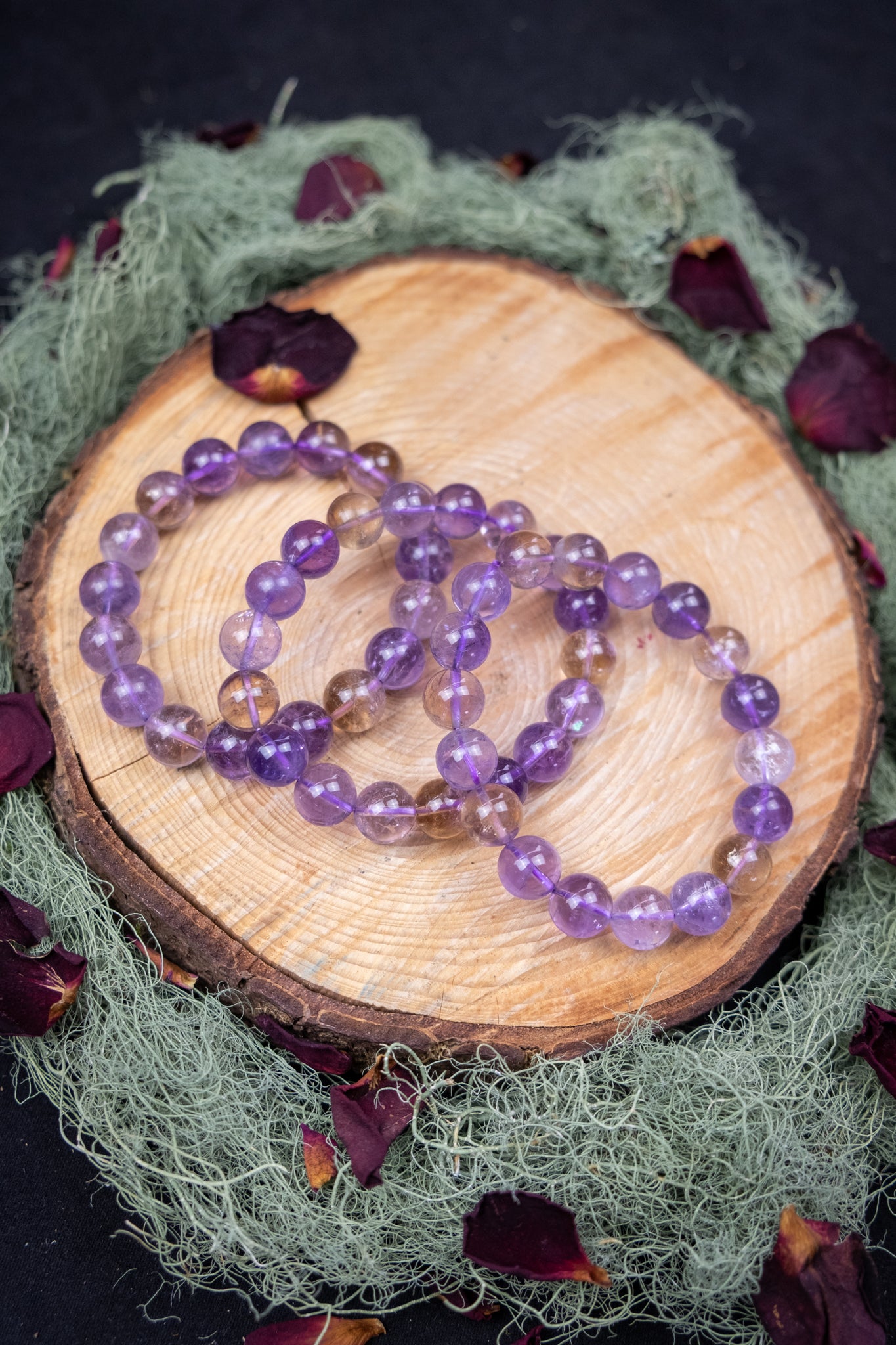 Ametrine Crystal Bracelet, Natural 12mm Gemstone Beads, Balancing Stone of Clarity, Joy and Transformation