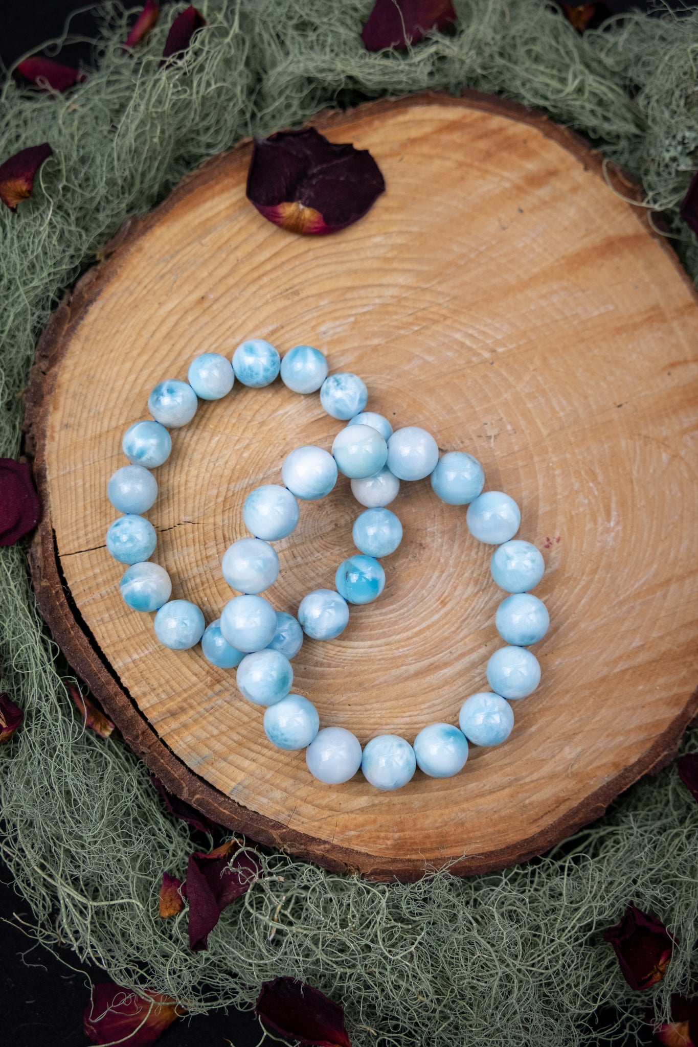 Larimar Crystal Bracelet, Genuine A Grade Healing Stone for Calm, Clarity, and Emotional Flow