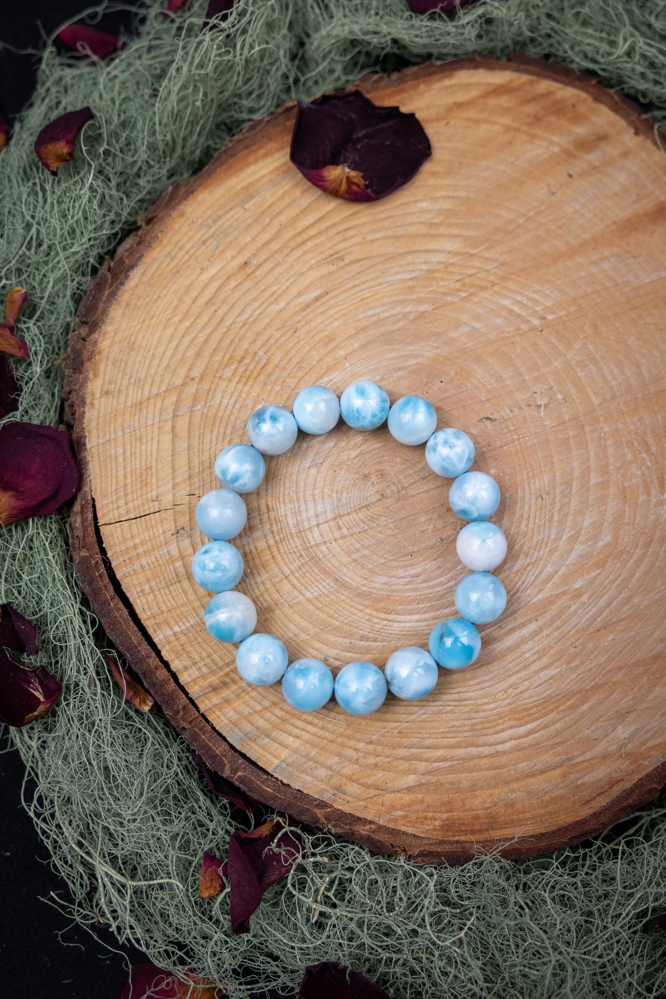 Larimar Crystal Bracelet, Genuine A Grade Healing Stone for Calm, Clarity, and Emotional Flow