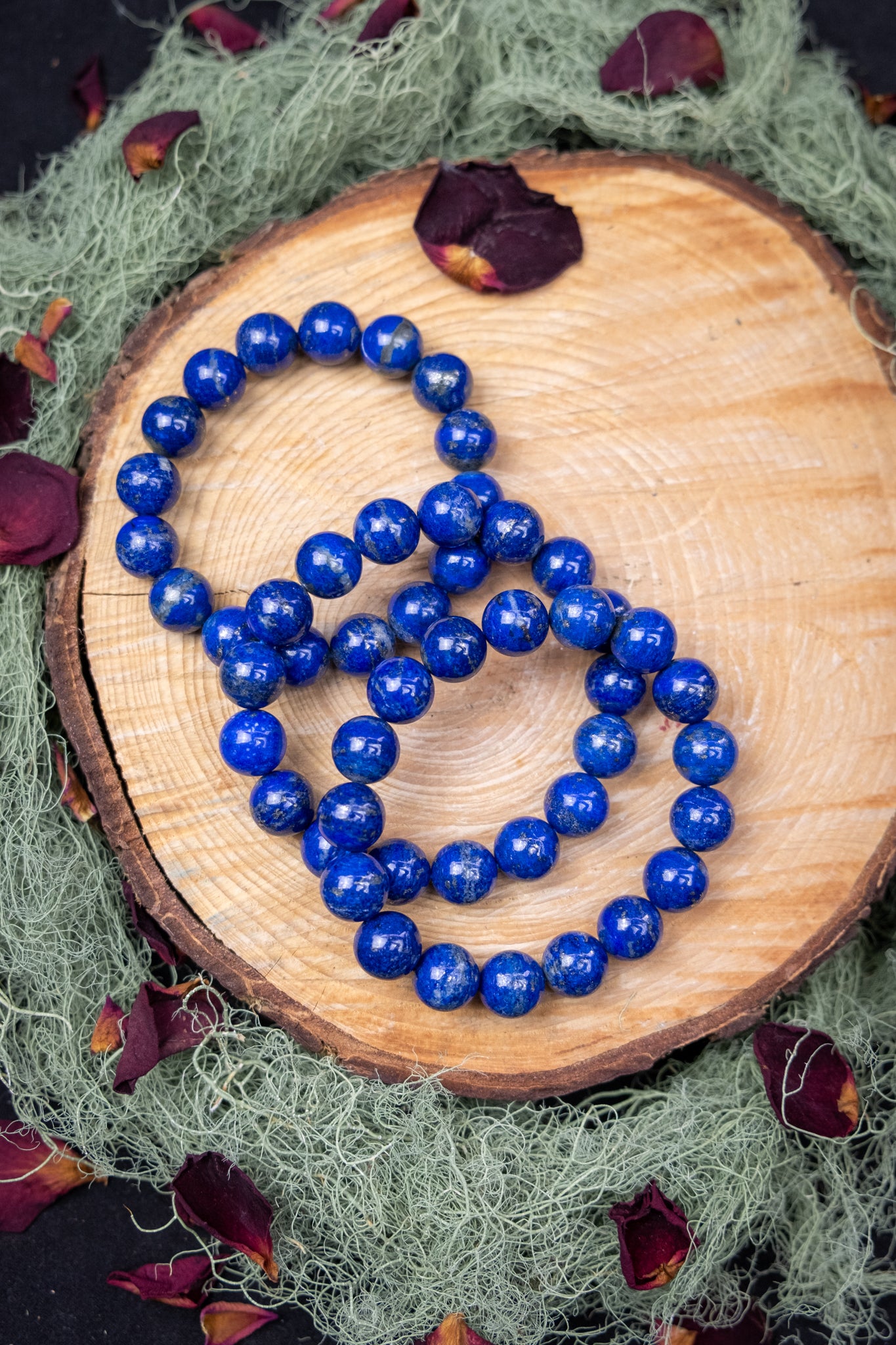 Lapis Lazuli Bracelet 12mm Gemstone Beads, Deep Blue Crystal for Truth, Wisdom, Inner Vision and Protection