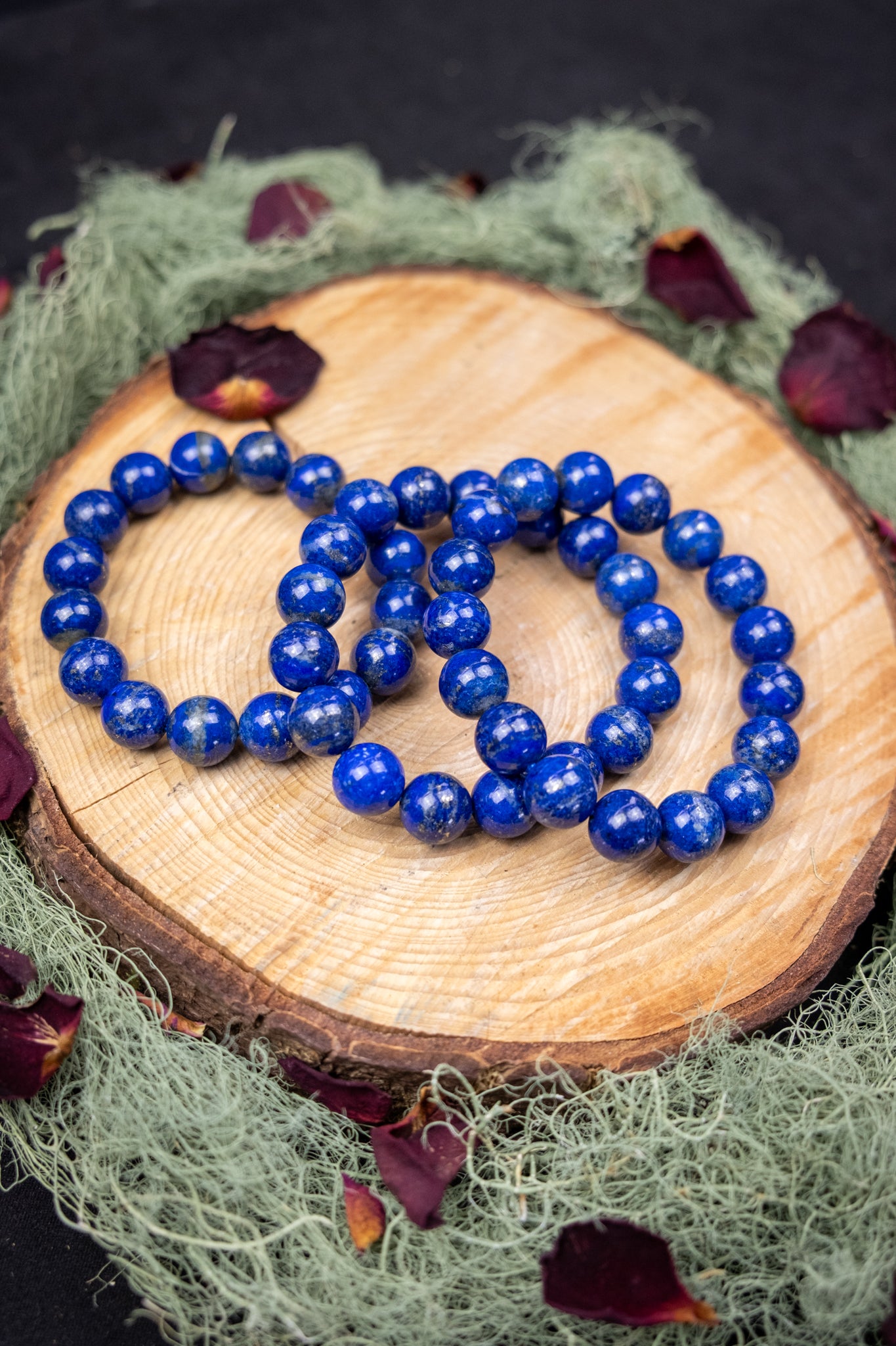 Lapis Lazuli Bracelet 12mm Gemstone Beads, Deep Blue Crystal for Truth, Wisdom, Inner Vision and Protection