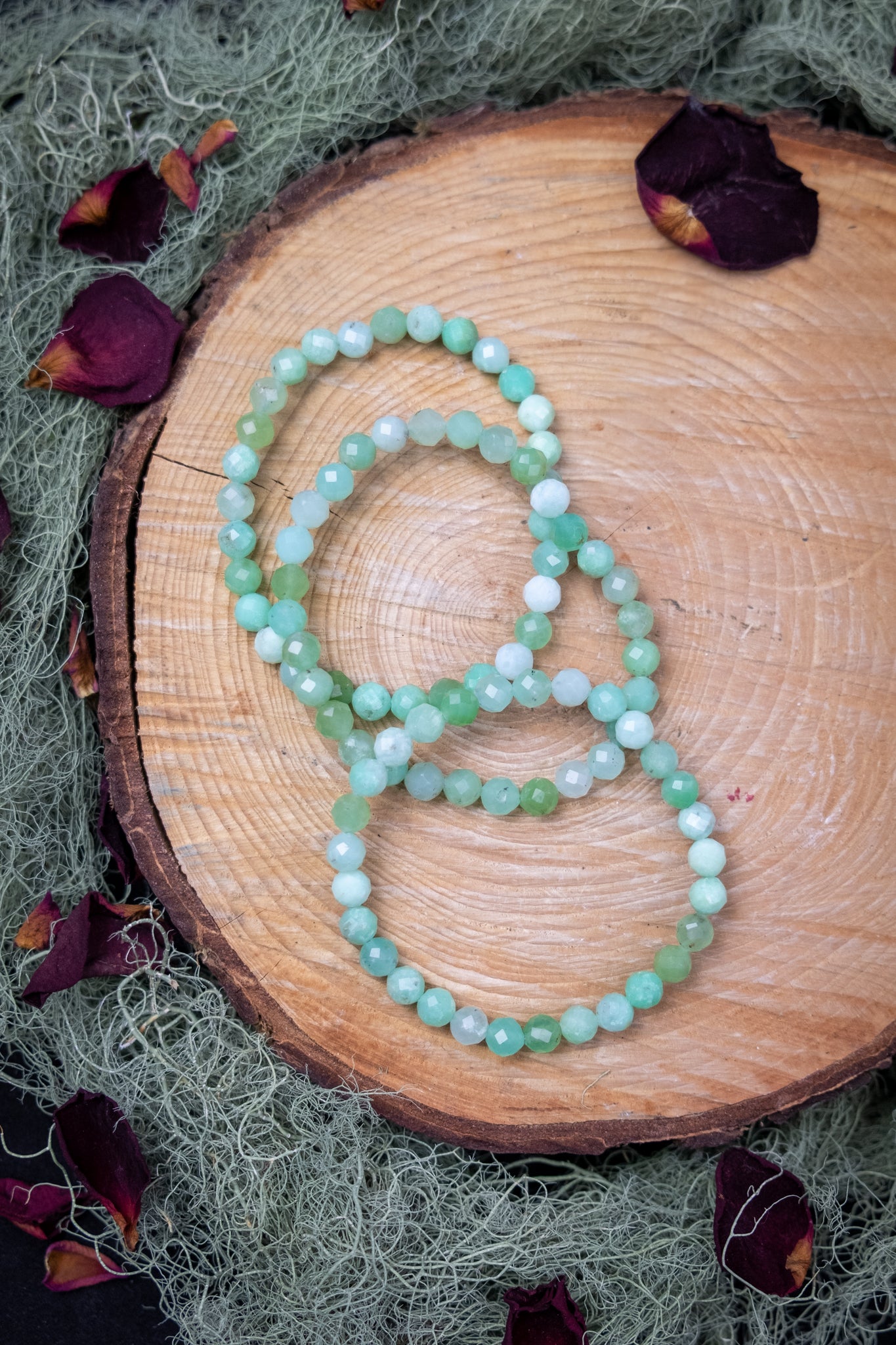 Chrysoprase Faceted Crystal Bracelet 6mm Beads, Natural Green Gemstone for Joy, Abundance, and Emotional Healing