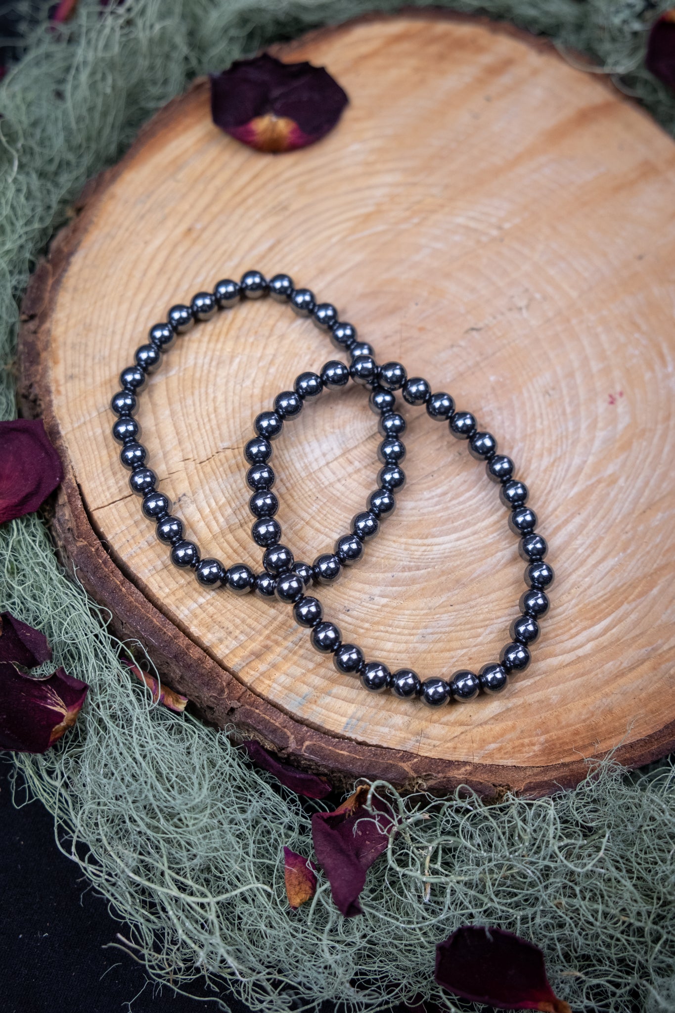 Hematite Crystal Bracelet, 6mm Natural Stone Beads for Grounding, Balance and Strength