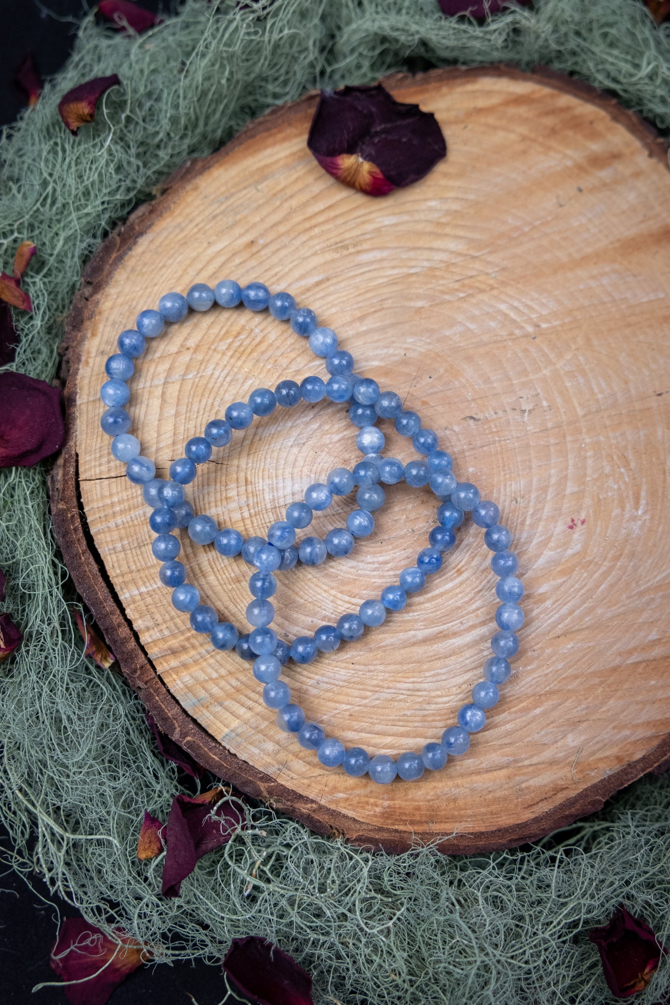 Blue Kyanite Crystal Bracelet, Natural Gemstone Beads, Energy Alignment, Calming & Communication Stone