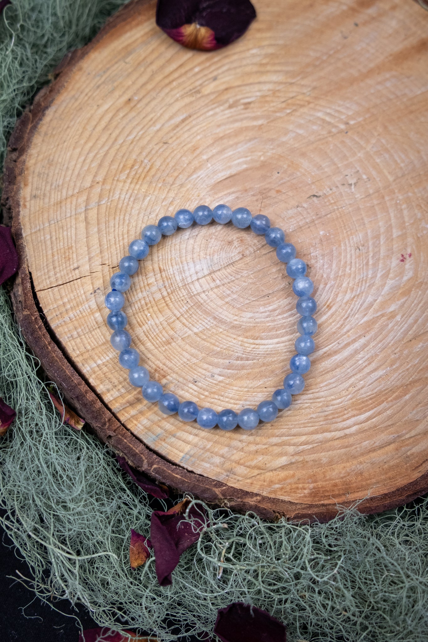 Blue Kyanite Crystal Bracelet, Natural Gemstone Beads, Energy Alignment, Calming & Communication Stone