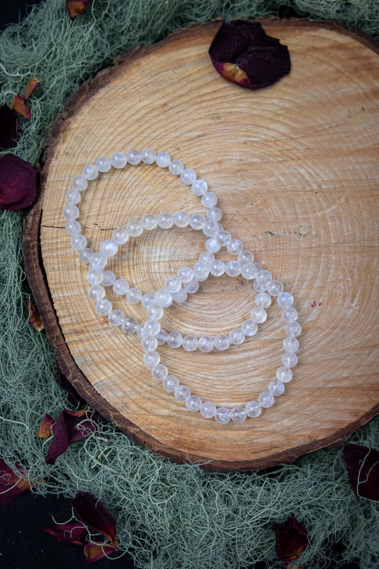 Natural White Moonstone Crystal Bracelet, Genuine A Grade Gemstone Beads for Intuition, Feminine Energy and Emotional Balance