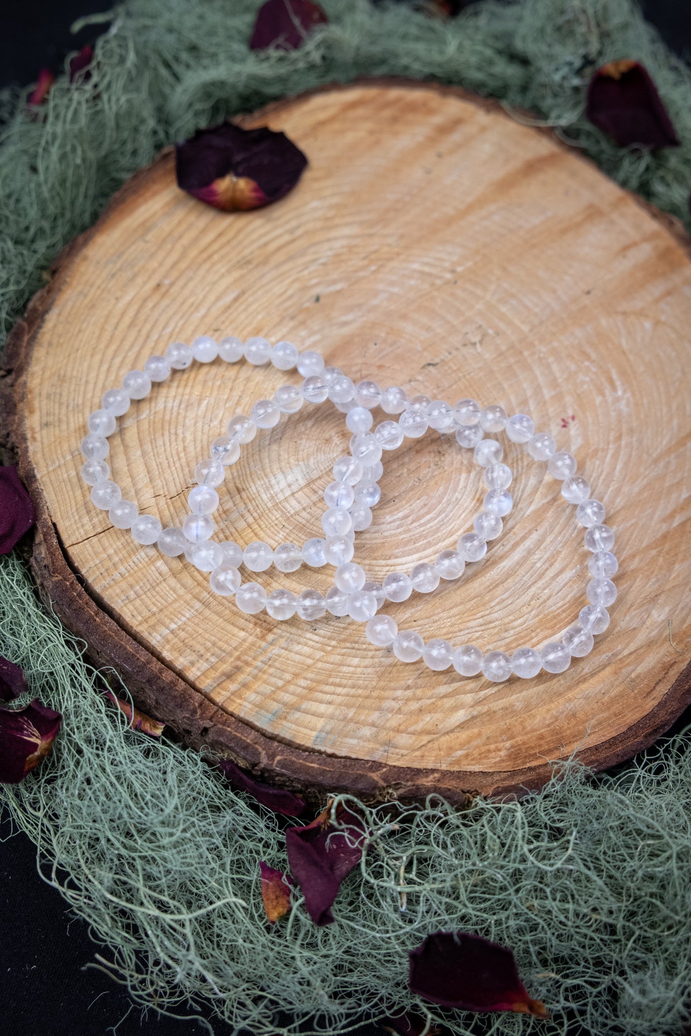 Natural White Moonstone Crystal Bracelet, Genuine A Grade Gemstone Beads for Intuition, Feminine Energy and Emotional Balance