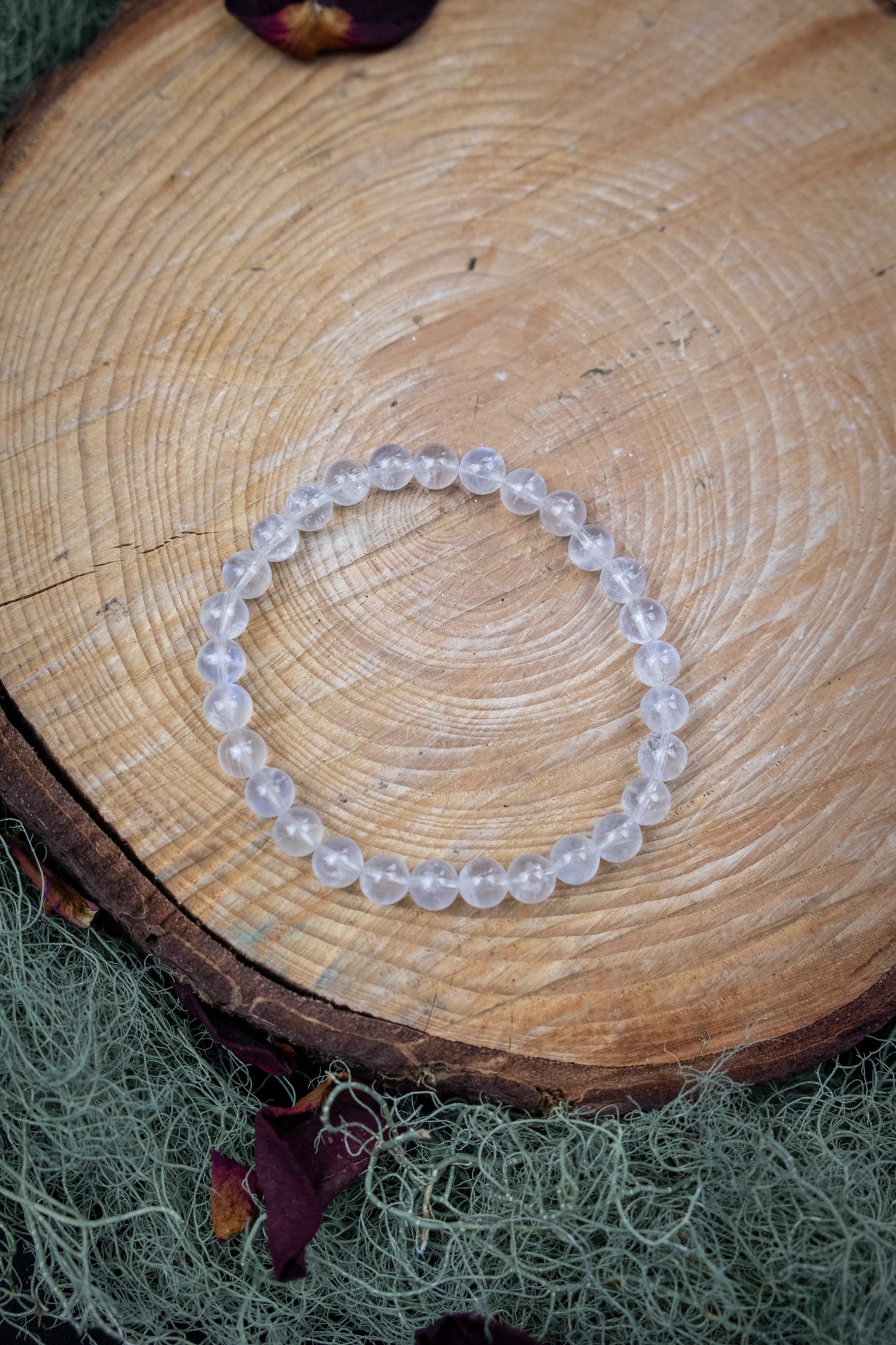 Natural White Moonstone Crystal Bracelet, Genuine A Grade Gemstone Beads for Intuition, Feminine Energy and Emotional Balance