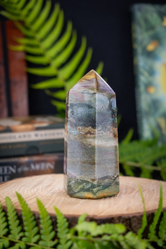 Ocean Jasper crystal point, Sea and ocean crystal, Go with the flow.