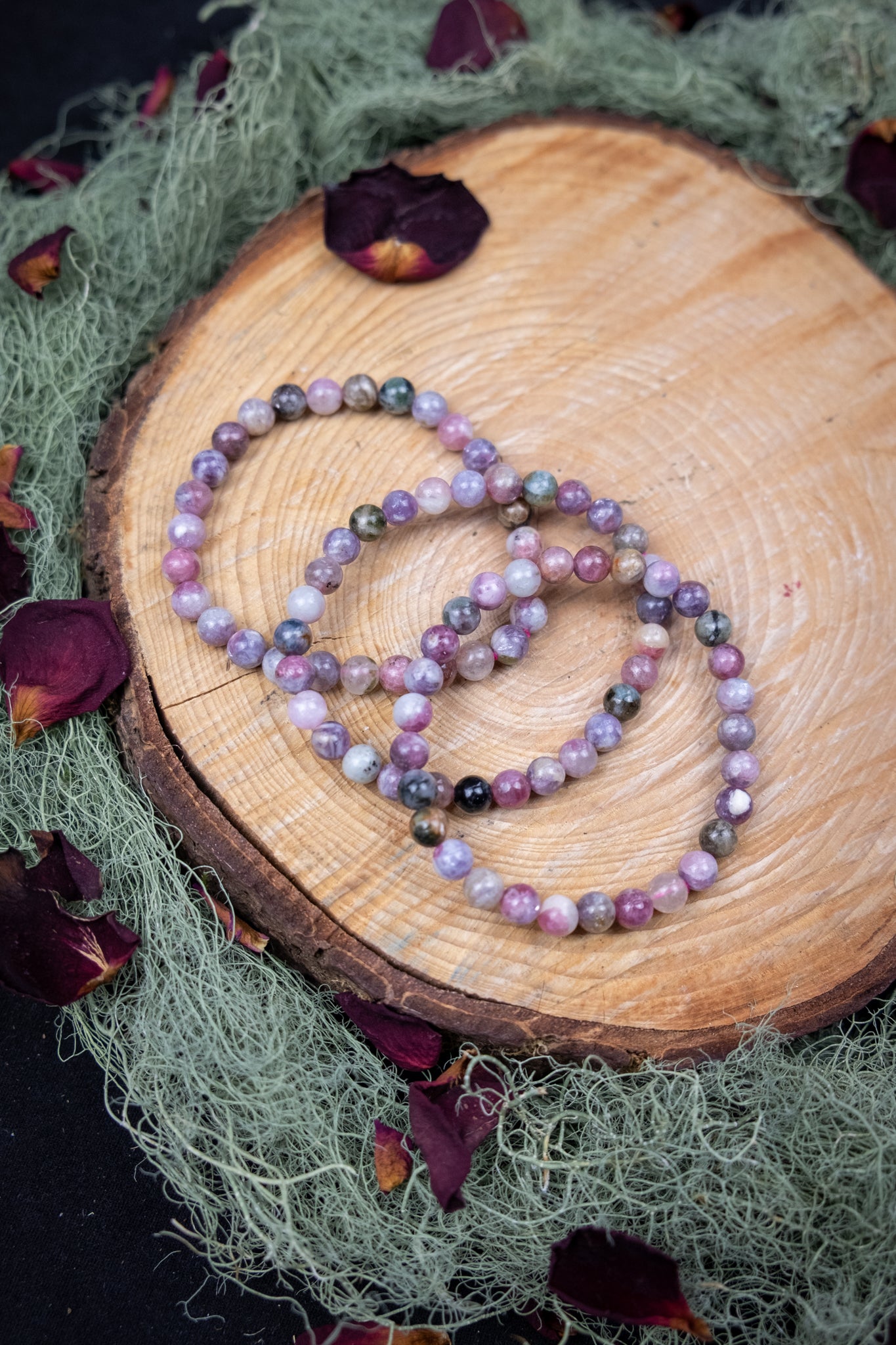 Tourmaline and Lepidolite Bracelet, Calming Crystal Bracelet, Emotional Balance, Protection and Healing Stone, Natural Gemstone Bracelet UK