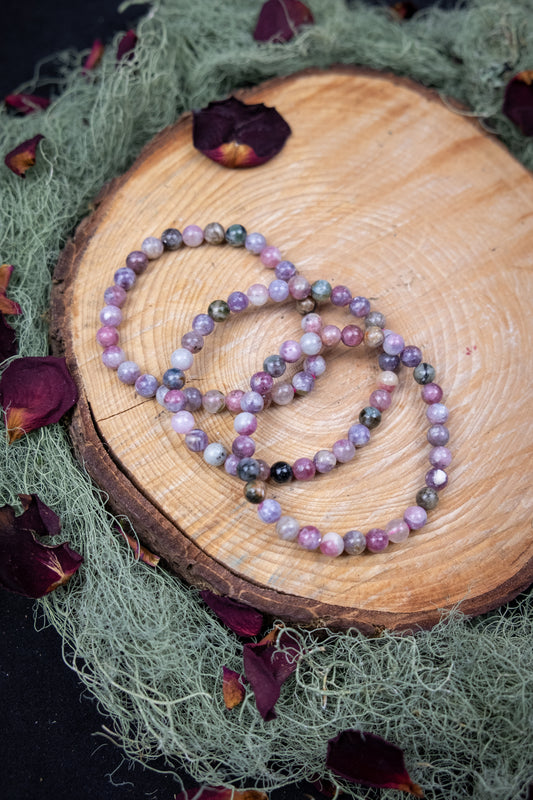 Tourmaline and Lepidolite Bracelet, Calming Crystal Bracelet, Emotional Balance, Protection and Healing Stone, Natural Gemstone Bracelet UK