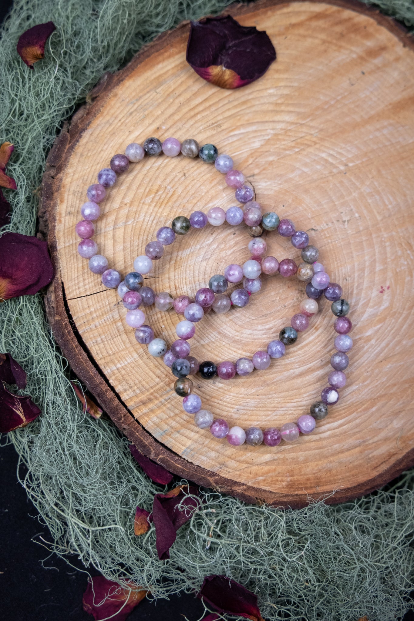 Tourmaline and Lepidolite Bracelet, Calming Crystal Bracelet, Emotional Balance, Protection and Healing Stone, Natural Gemstone Bracelet UK
