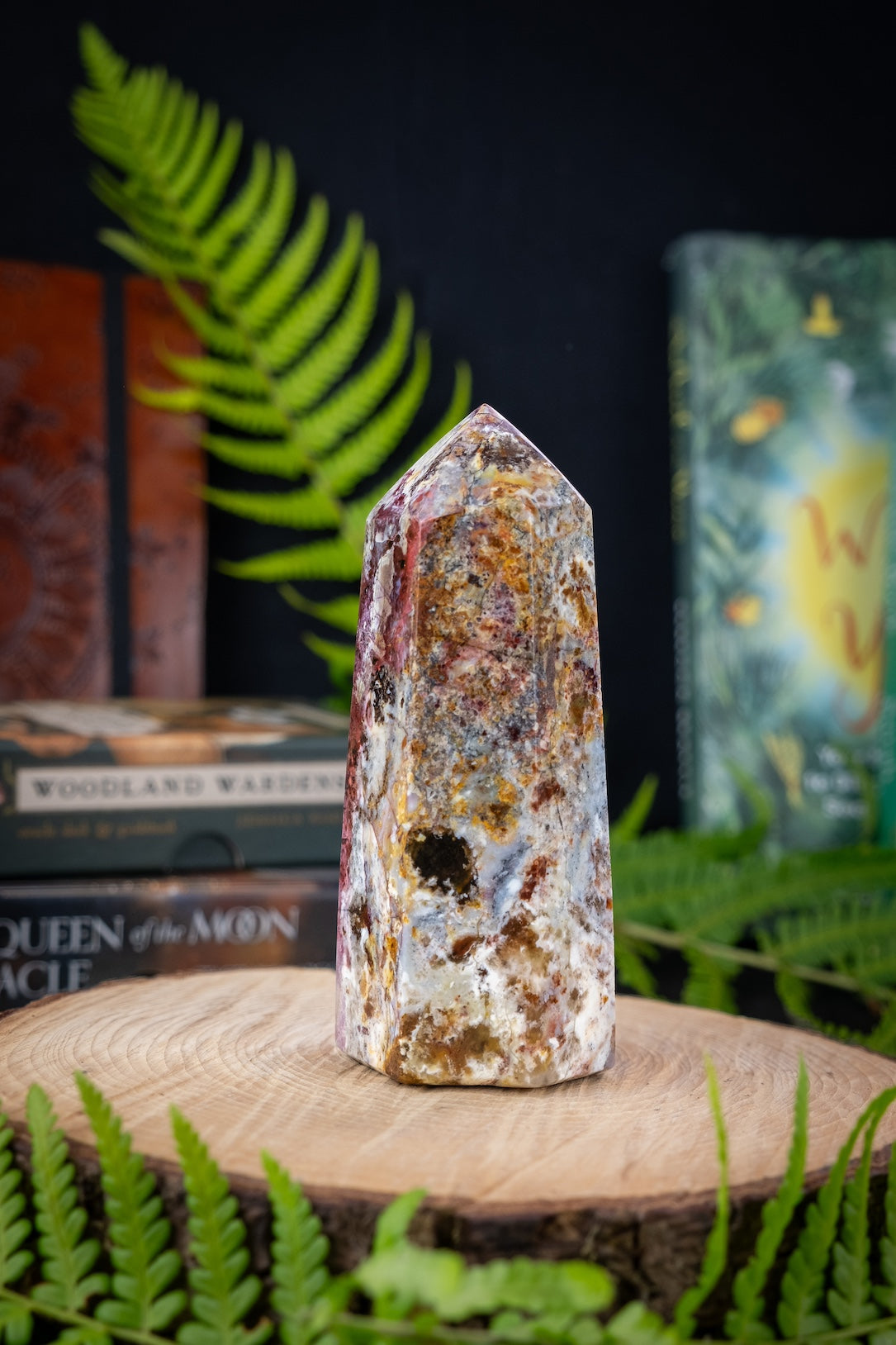 Ocean Jasper crystal point, Go with the flow.