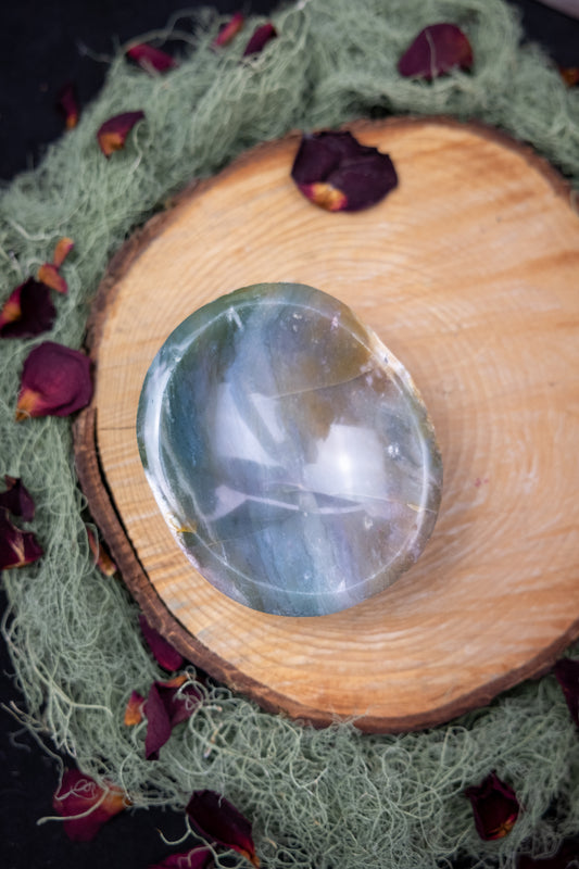 Ocean Jasper Crystal Bowl, Healing Gemstone Dish for Meditation, Energy Cleansing and Calming Home Décor