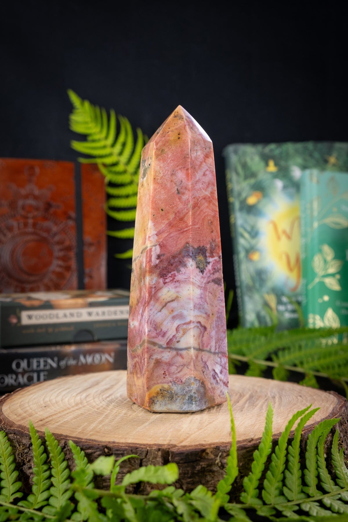 Ocean Jasper crystal point, Gemstone for joy, happiness and emotional stability.