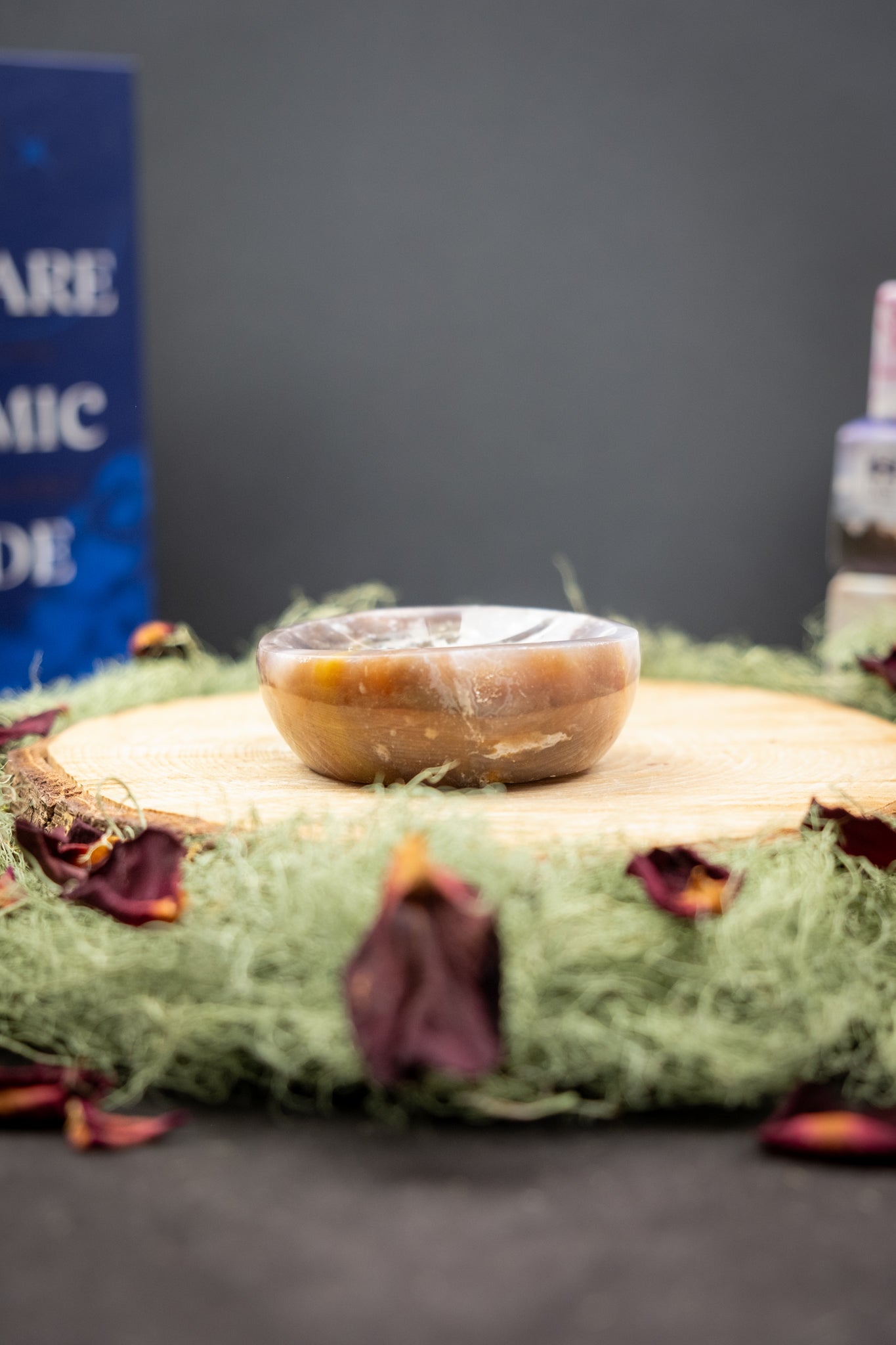 Ocean Jasper Crystal Bowl, Healing Gemstone Dish for Meditation, Energy Cleansing and Calming Home Décor