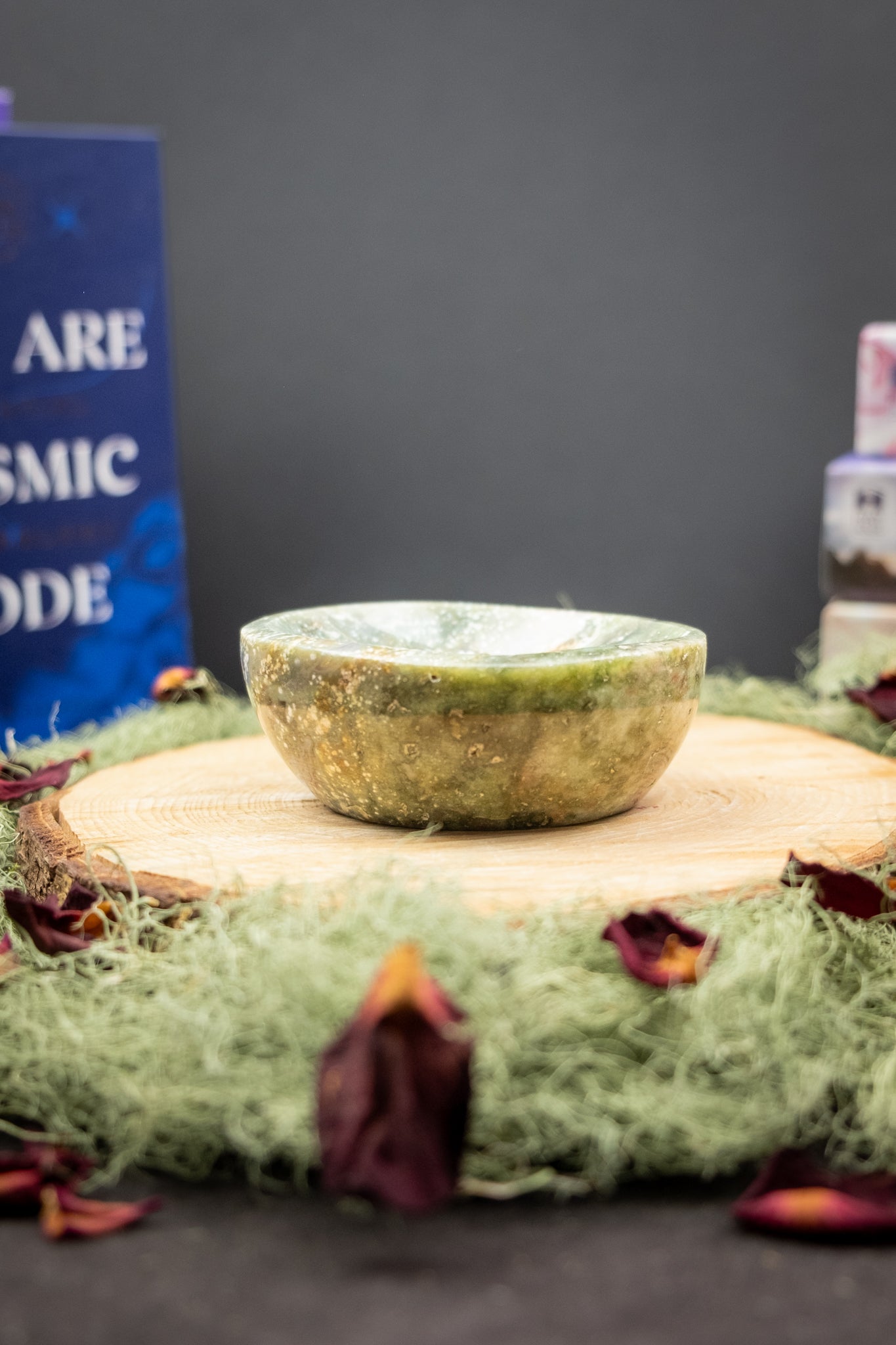 Ocean Jasper Crystal Bowl, Healing Gemstone Dish for Meditation, Energy Cleansing and Calming Home Décor