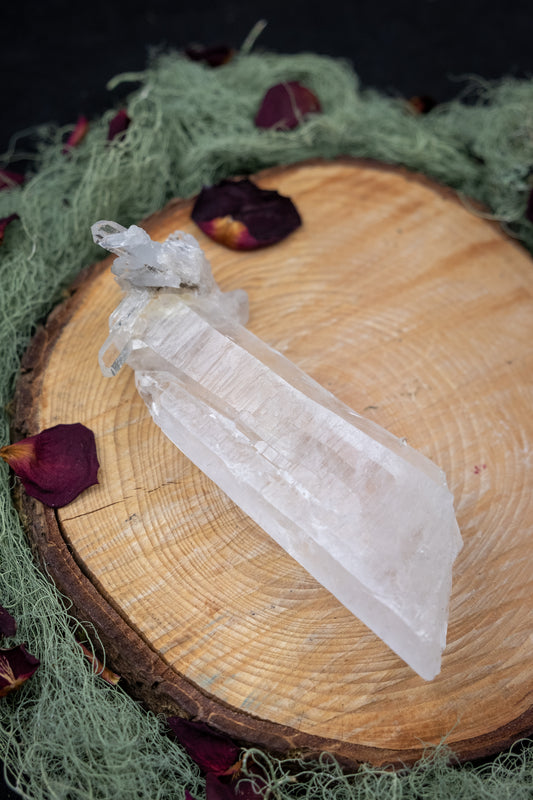 Natural Diamantina Quartz Point, High Grade Brazilian Crystal, Clear Quartz Stone for Energy Amplification and Clarity