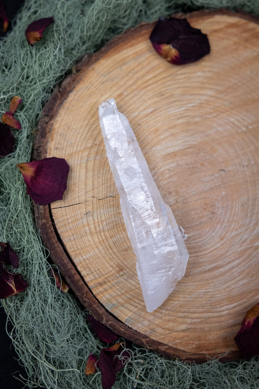 Natural Diamantina Quartz Point, High Grade Brazilian Crystal, Clear Quartz Stone for Energy Amplification and Clarity