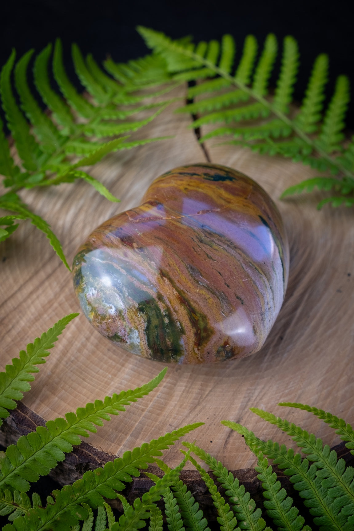 Ocean Jasper crystal heart, Go with the flow, Heart shaped gem.