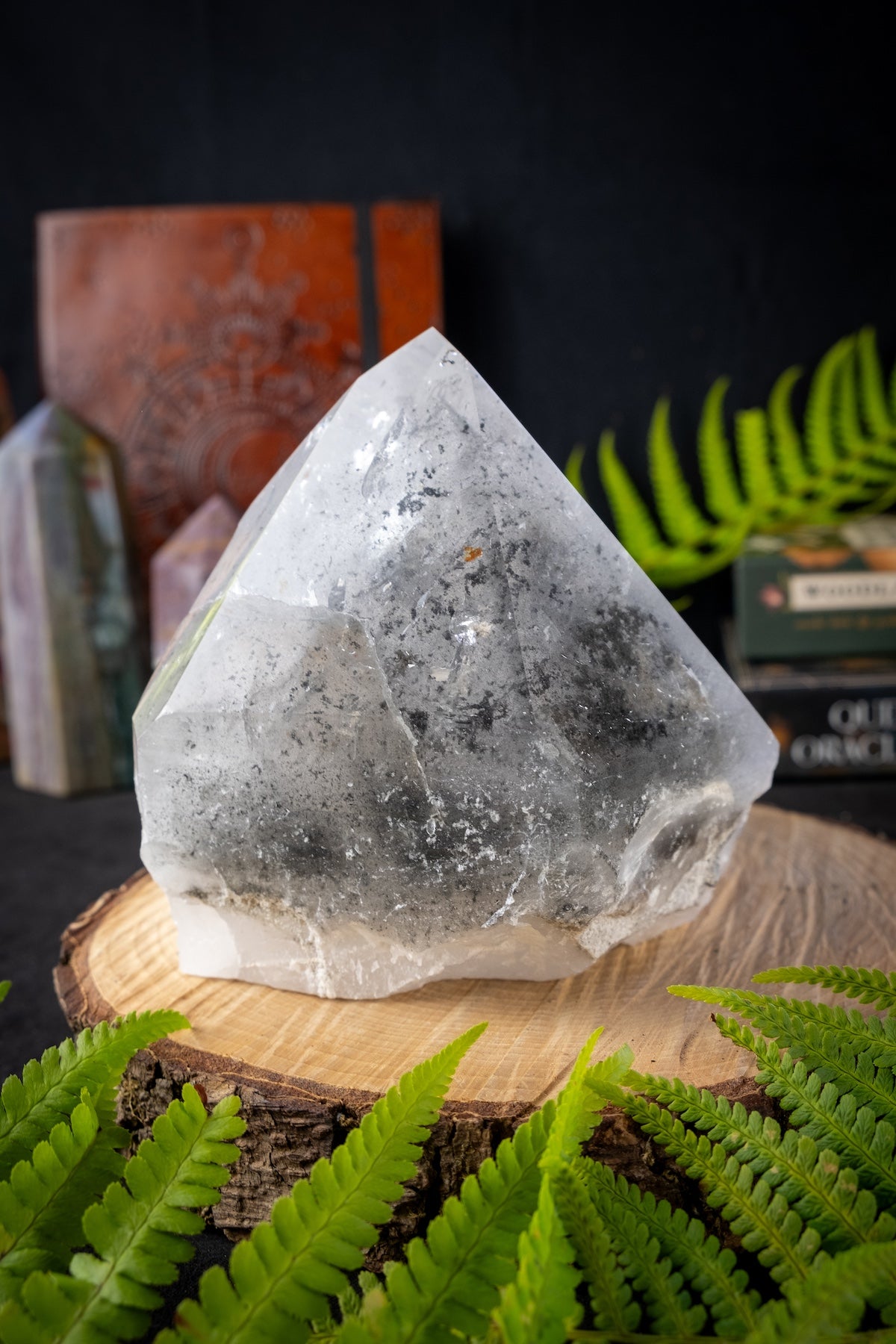 HUGE Lemurian Quartz Black Phantom Crystal, One of a Kind, Record Keeper Key, Silver Lemurian Crystal Point, Rare Find, Incredible Specimen.