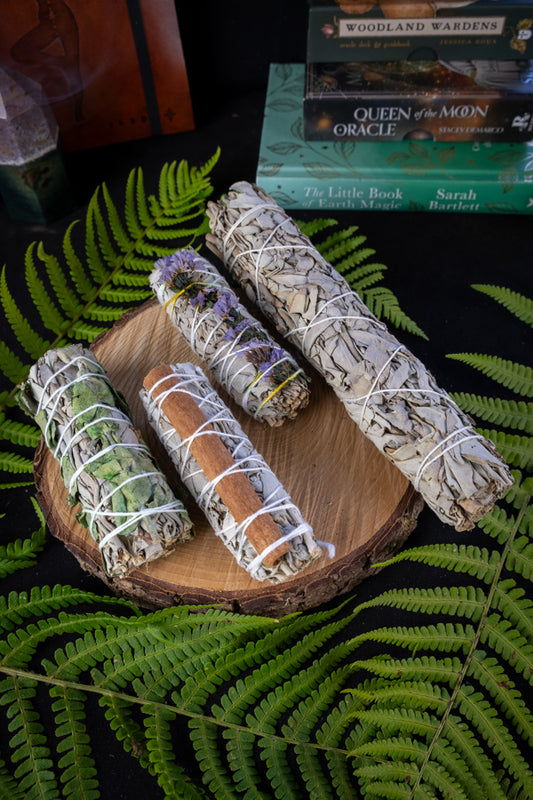 White sage smudge stick with flowers ~ Cleanse your aura, home and crystals.