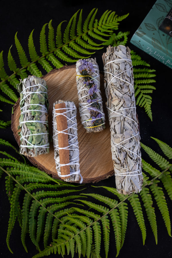 White sage smudge stick with flowers ~ Cleanse your aura, home and crystals.