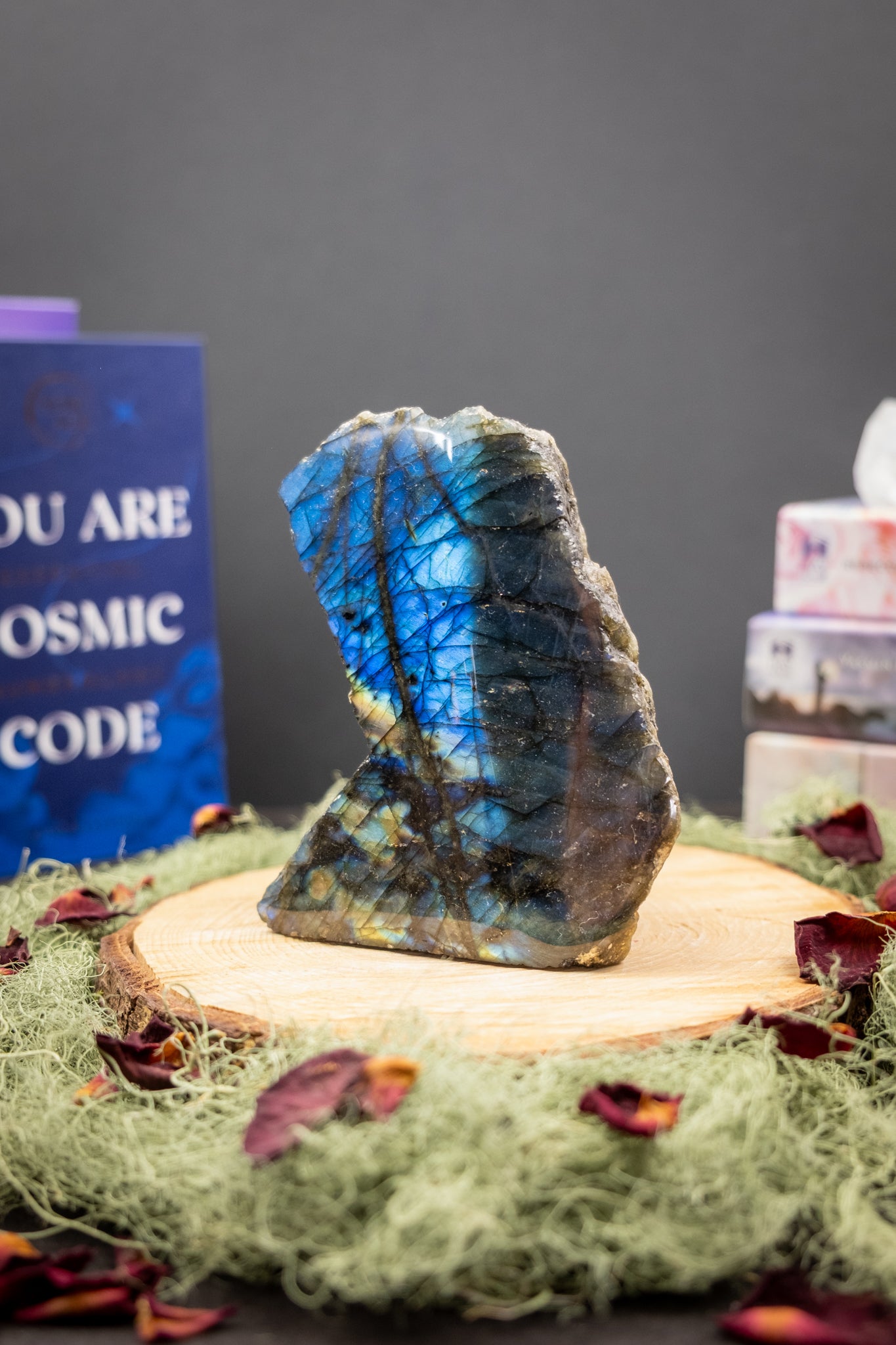 Blue Labradorite Raw and Polished Crystal, Rare Part Raw Gemstone with Mesmerising Iridescent Flash and Powerful Energy