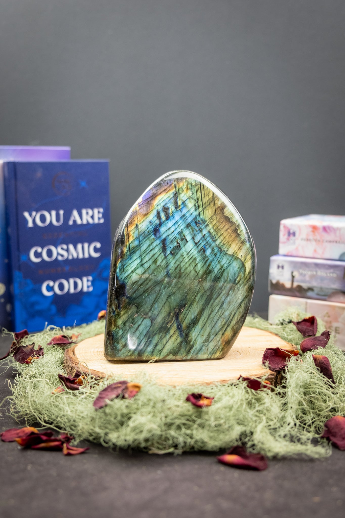 Radiant Blue, Gold and Purple Labradorite Polished Freeform Crystal Stone, High Flash Gem of Transformation and Protection