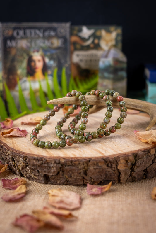 Unakite jasper crystal bracelet, Heart Healing, Release bad habits & negative emotions, Crystal for Grief.