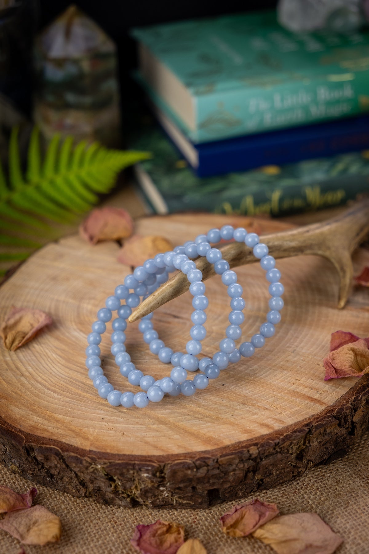 Angelite crystal bracelet, Angel crystal, Calming gemstone – Moon