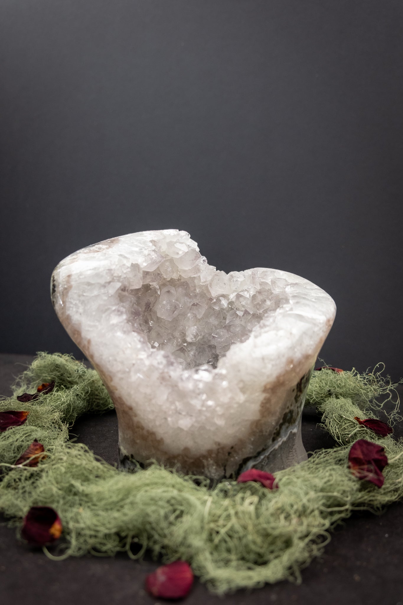 Silver Amethyst Flower Crystal, Rare Amethyst Formation from Brazil, Unique Silver Amethyst Geode Stone for Calm, Clarity & Spiritual Growth