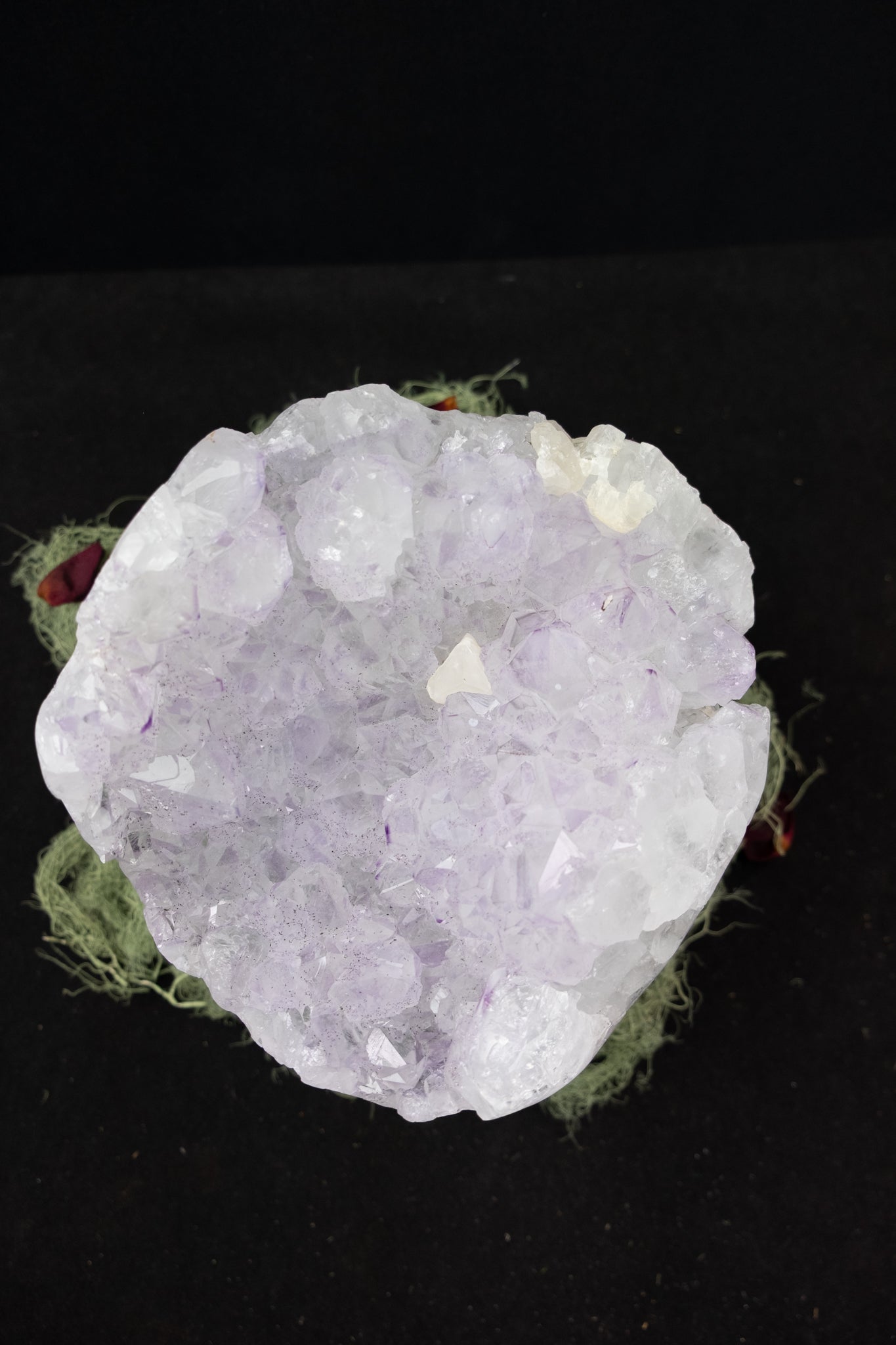 Rare Amethyst Flower Cluster with Calcite Inclusions, Lavender Crystal with Polished Edges, Rainbow Gemstone from Brazil