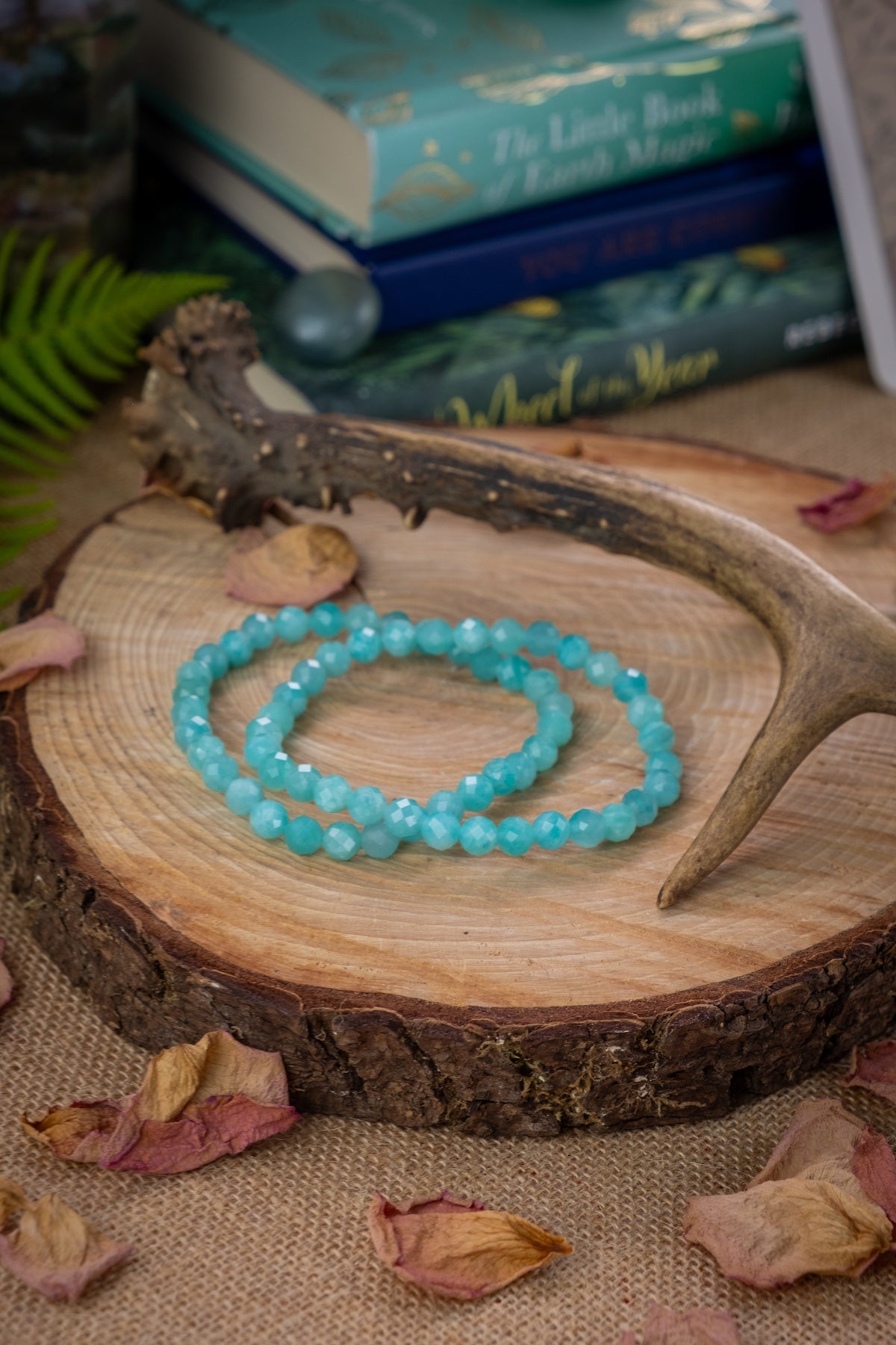 Amazonite faceted crystal bracelet, Turquoise crystals.