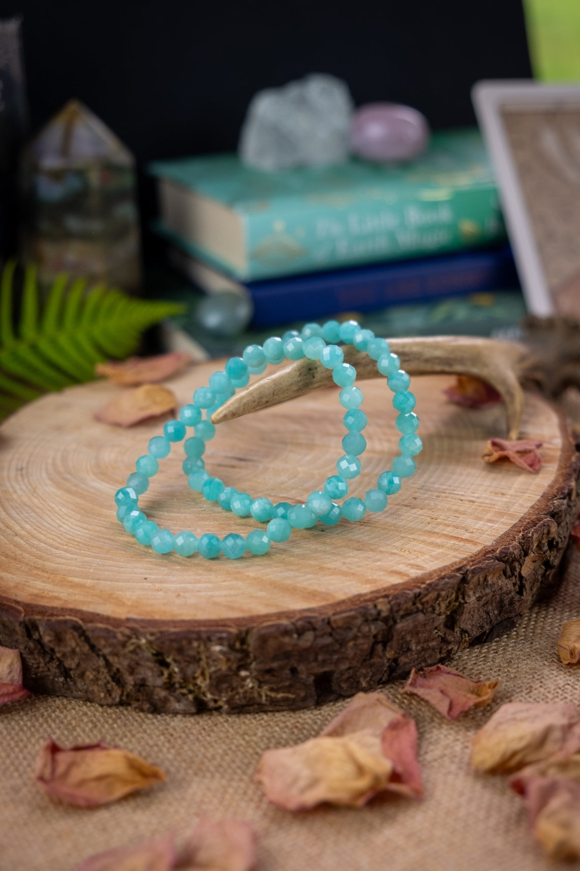 Amazonite faceted crystal bracelet, Turquoise crystals.