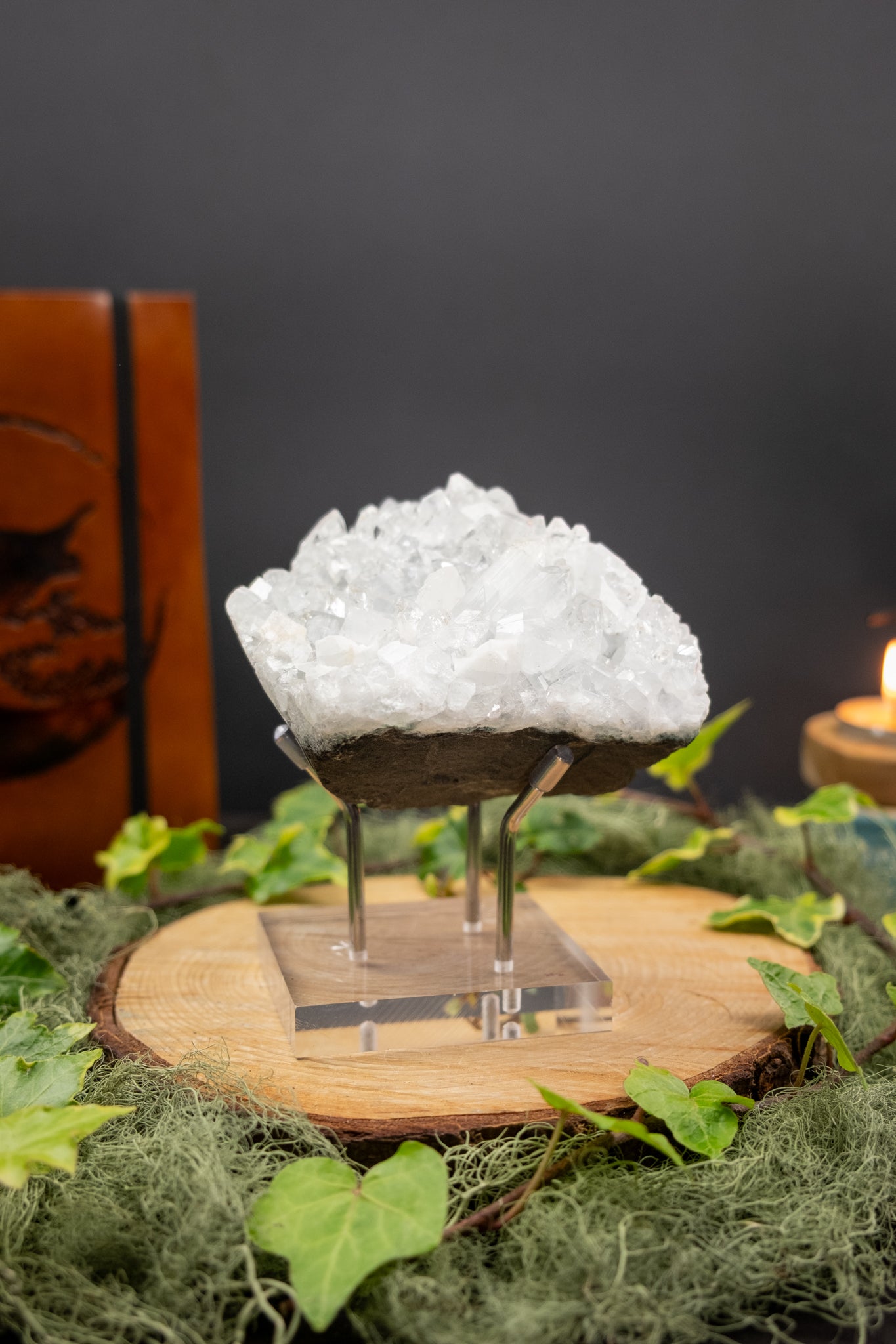 High Grade Apophyllite on Stand, Sparkling Cluster Crystal, Purifying Stone for Clarity and Uplift
