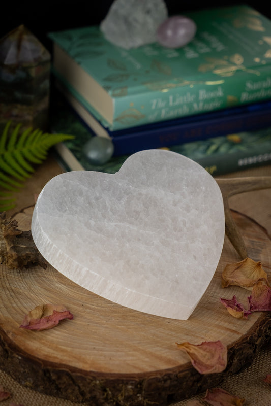 Selenite Heart shaped crystal charging plate, Large selenite, Crystal cleanser.