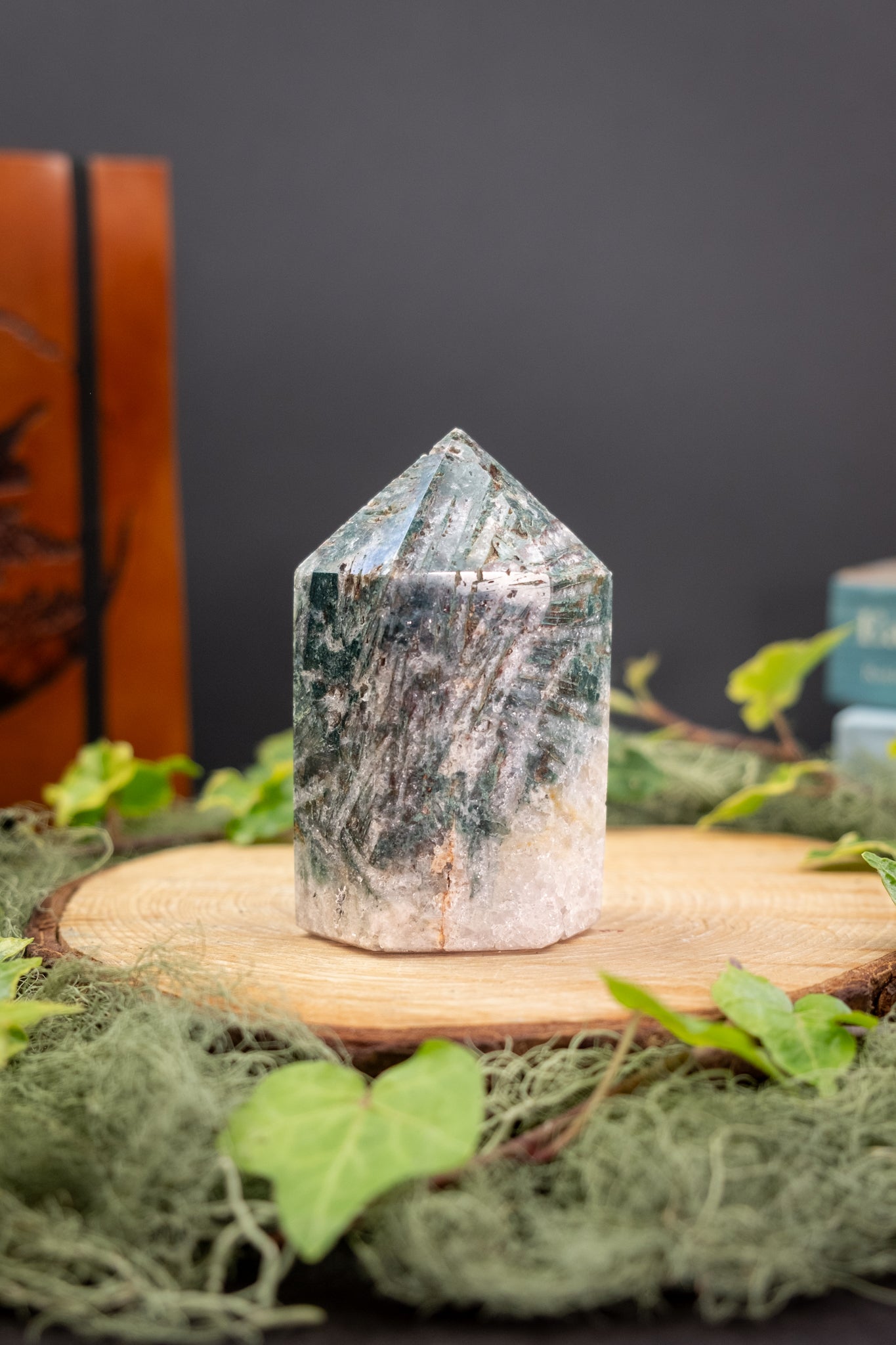 Pink Amethyst and Moss Agate Point, Grounded Growth Crystal, Yin Yang Balance Stone, Heart Healing and Earth Energy