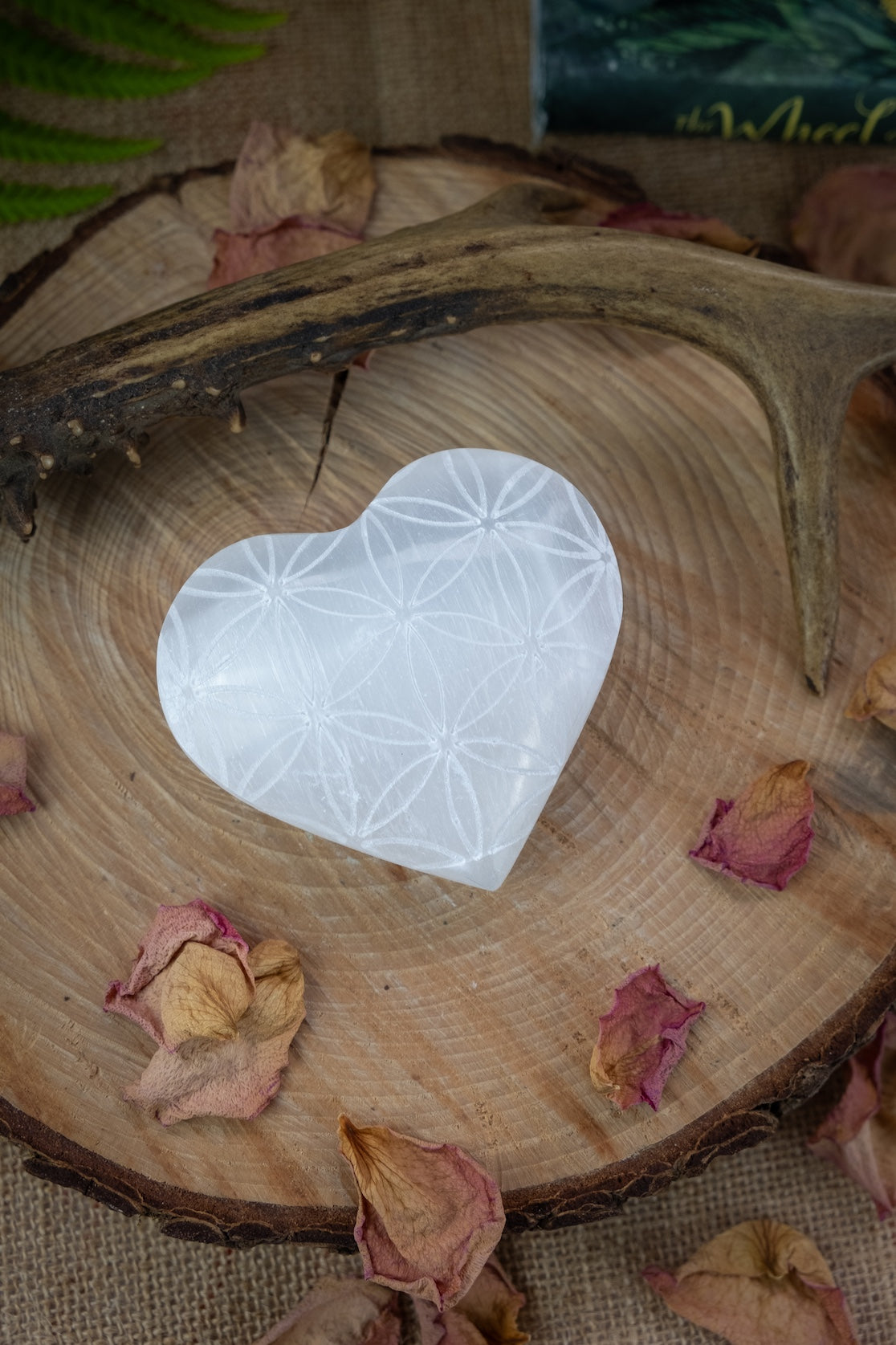 Selenite Crystal Heart with Flower of Life etching, Crystal for cleansing and clearing, Sacred Symbol, Sacred geometry