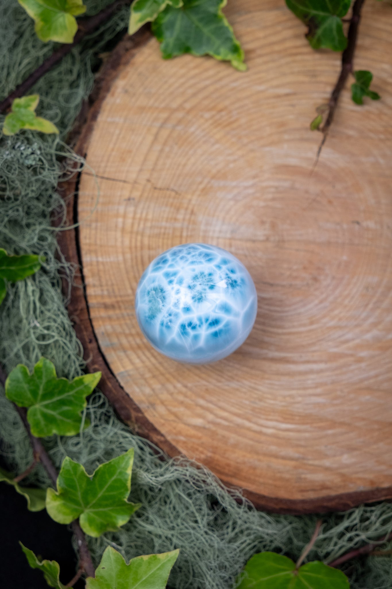 Larimar Sphere High Grade Crystal Stone Gem Genuine Authentic Rare Ethically Sourced Blue Larimar from Dominican Republic for Calm Healing