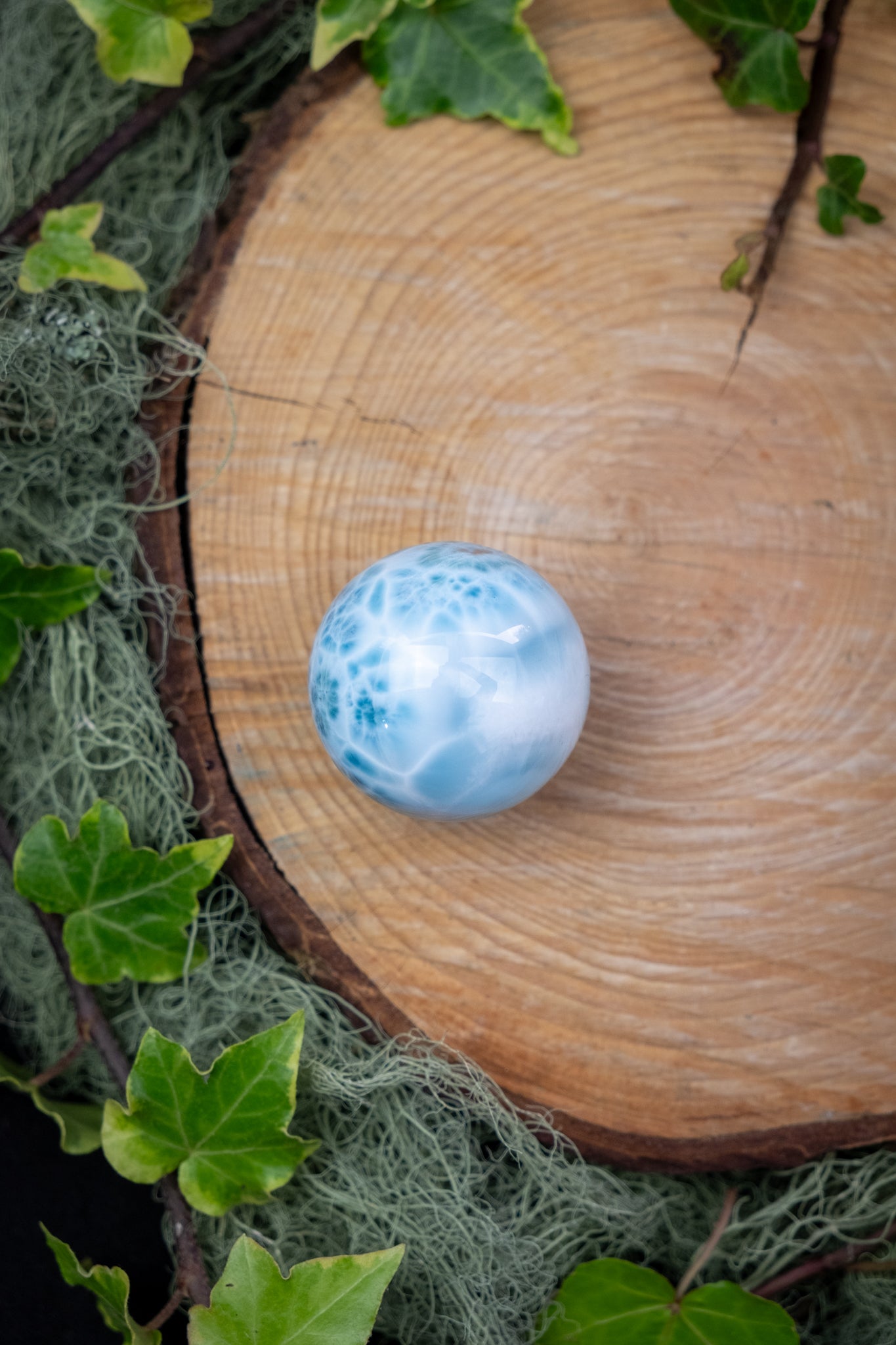 Larimar Sphere High Grade Crystal Stone Gem Genuine Authentic Rare Ethically Sourced Blue Larimar from Dominican Republic for Calm Healing