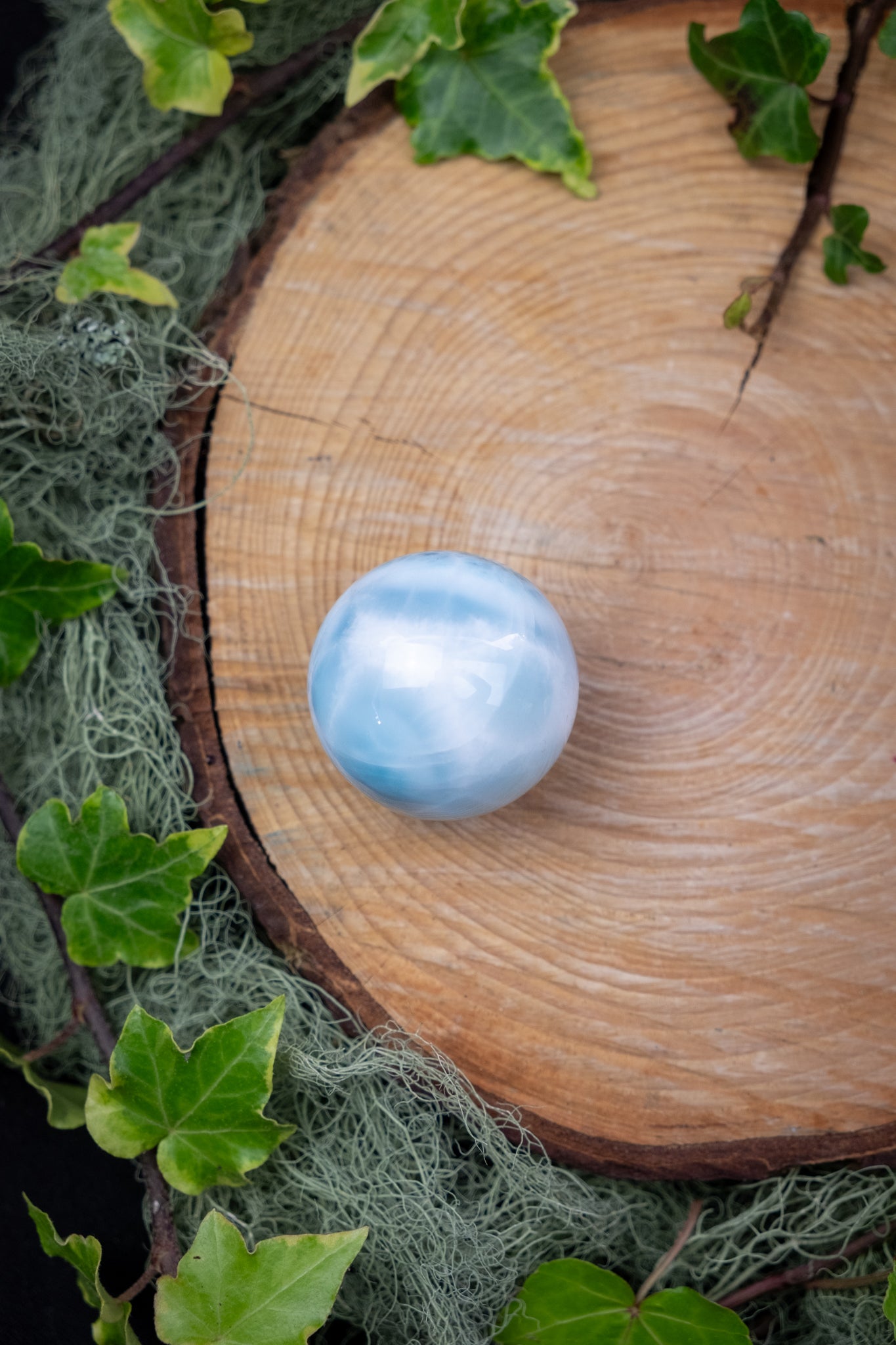 Larimar Sphere High Grade Crystal Stone Gem Genuine Authentic Rare Ethically Sourced Blue Larimar from Dominican Republic for Calm Healing
